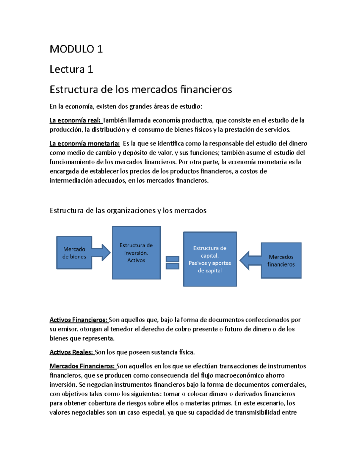 estructura de los mercados financieros