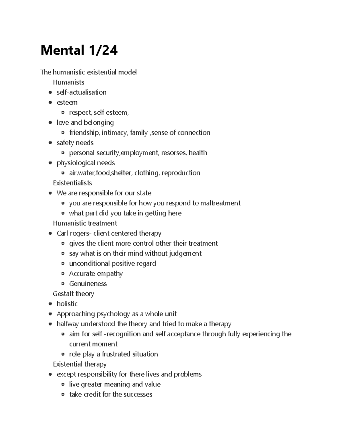 Mental 124 beleifs and therapy - Mental 1/ The humanistic existential ...