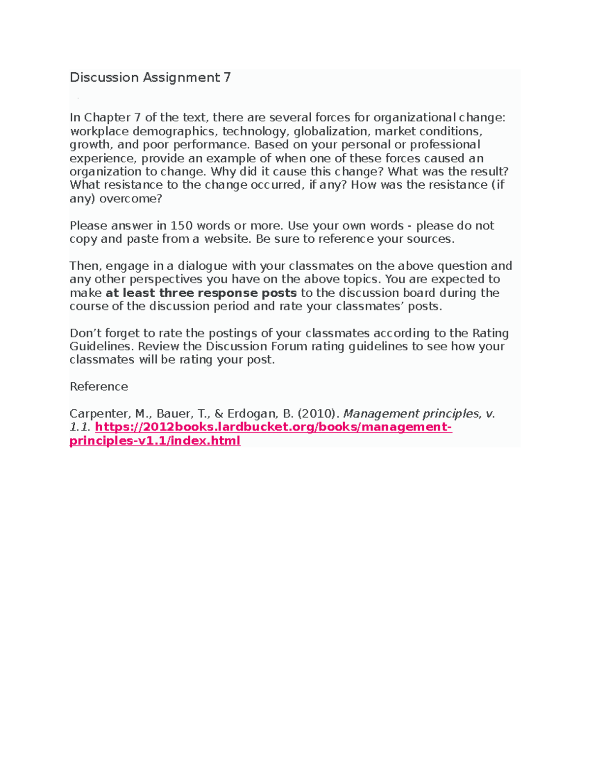 Discussion Assignment Unit 7 - Discussion Assignment 7 In Chapter 7 of ...