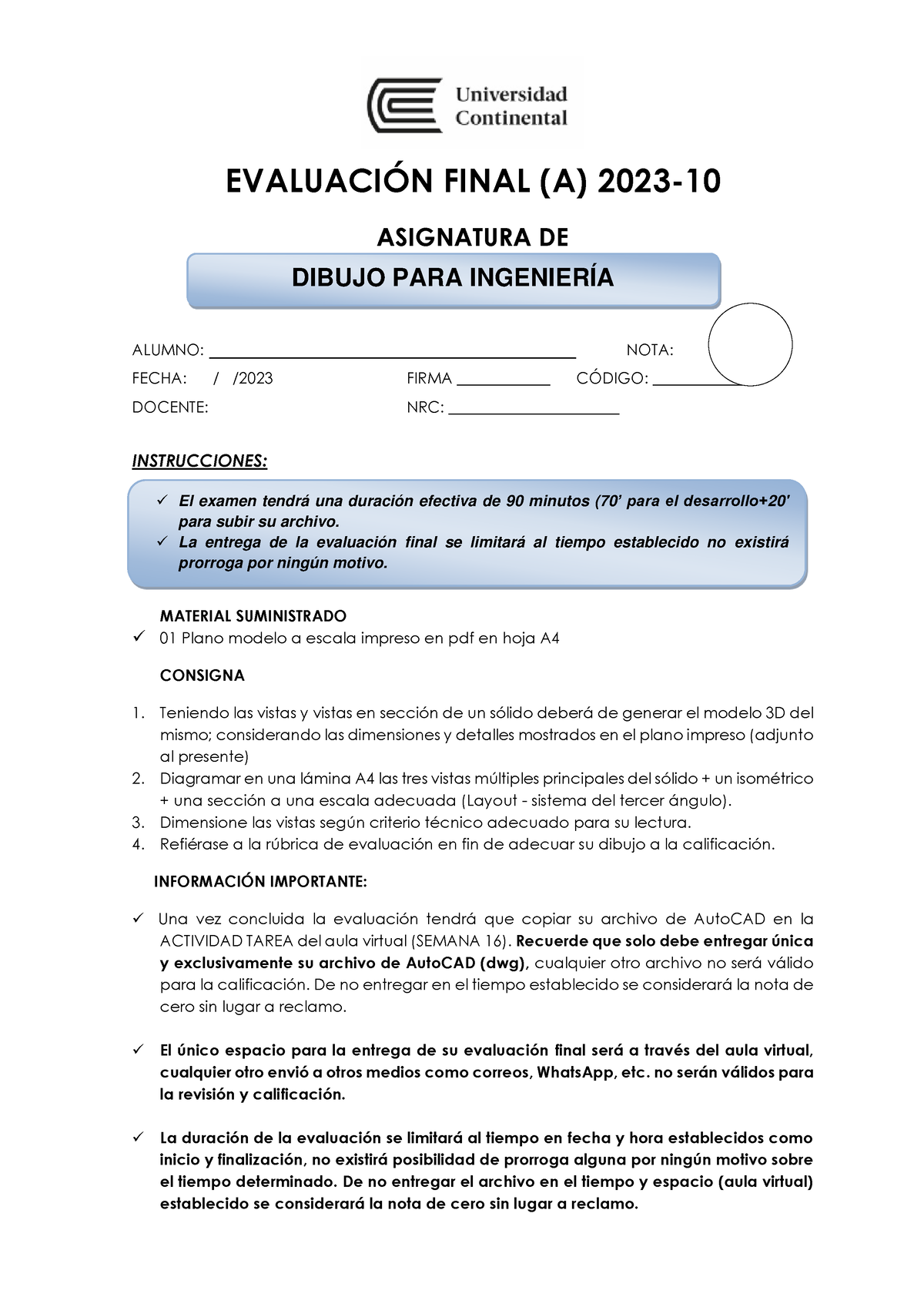 Examen Final DPI 2023-10 A - EVALUACI”N FINAL (A) 2023- ASIGNATURA DE ...