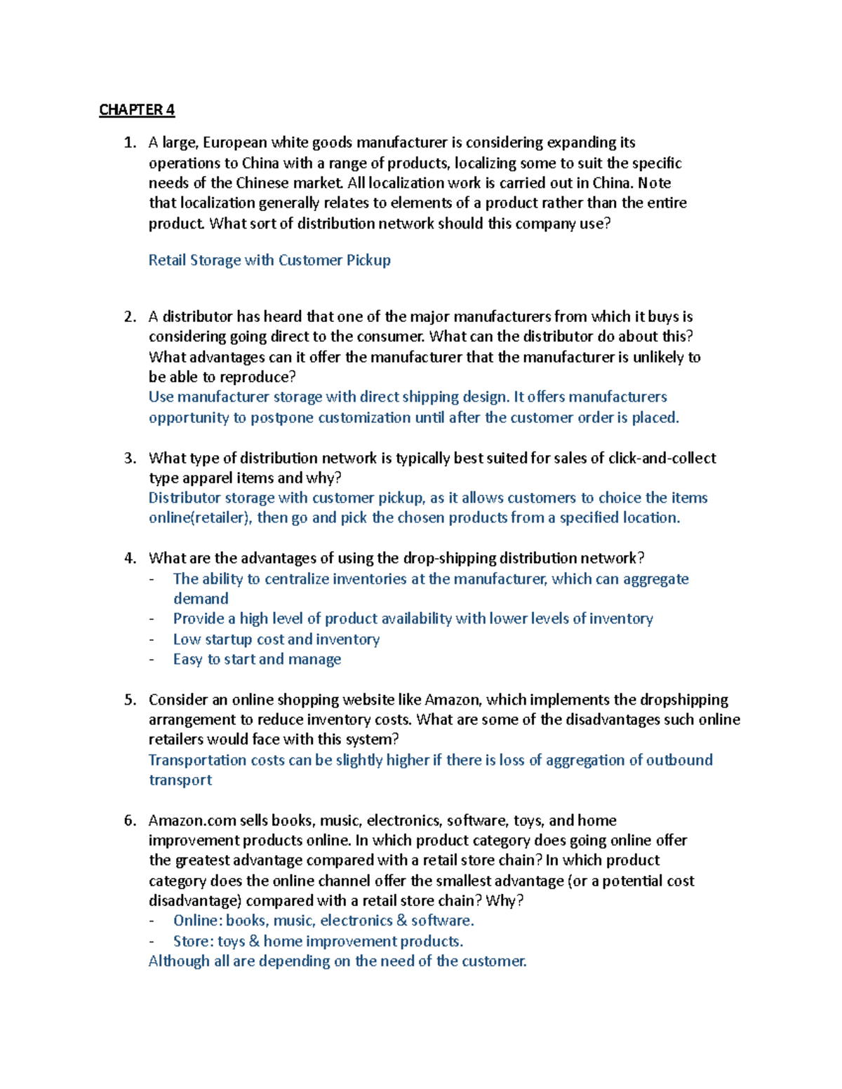 Assignment 2 of supply chain. Chapters four and five DESIGNING