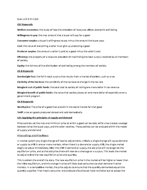 Econ Unit 3 CH 5 AND 6 - notes - Econ Unit 3 CH 5 AND 6 CH 5 Keywords ...