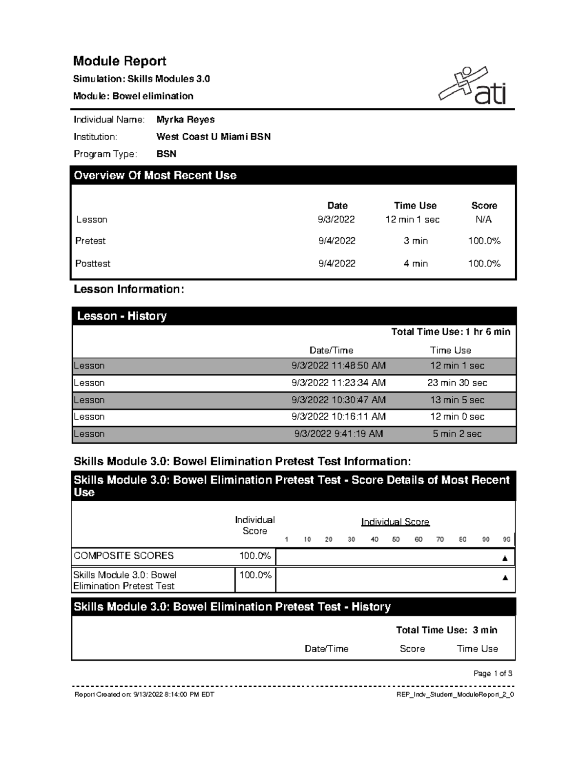 Bowl elimination ati - helpful - Module Report Simulation: Skills ...