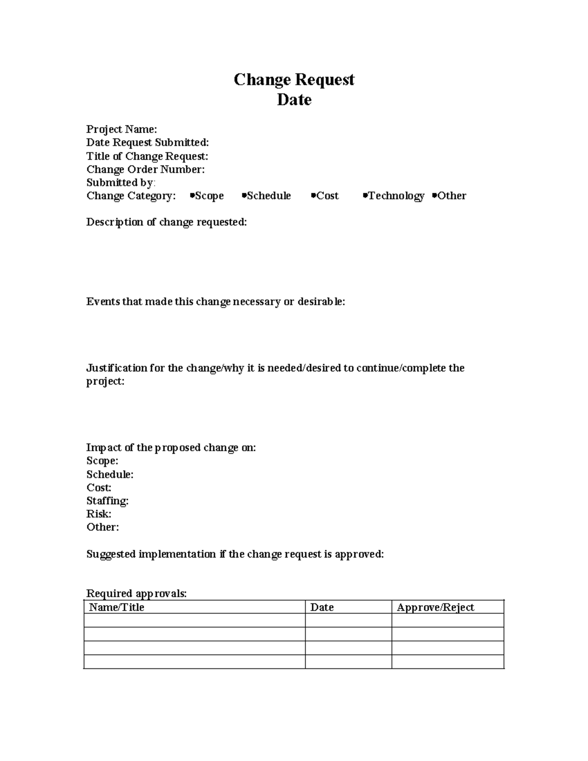 Change request - inf3708 - Change Request Date Project Name: Date ...