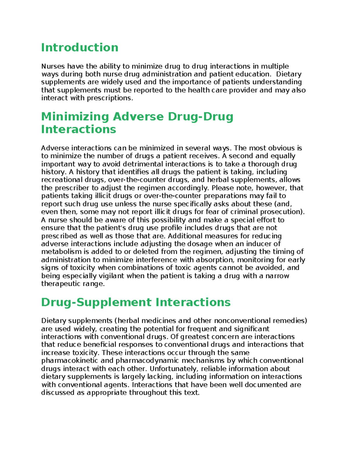 NSG124.01.02.02 Nursing Actions to Minimize Interactions - Introduction ...