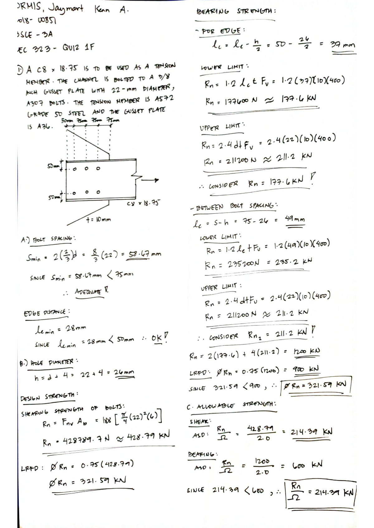 Cec323 Quiz 1 Finals - Principle Of Steel & Timber Design - Studocu