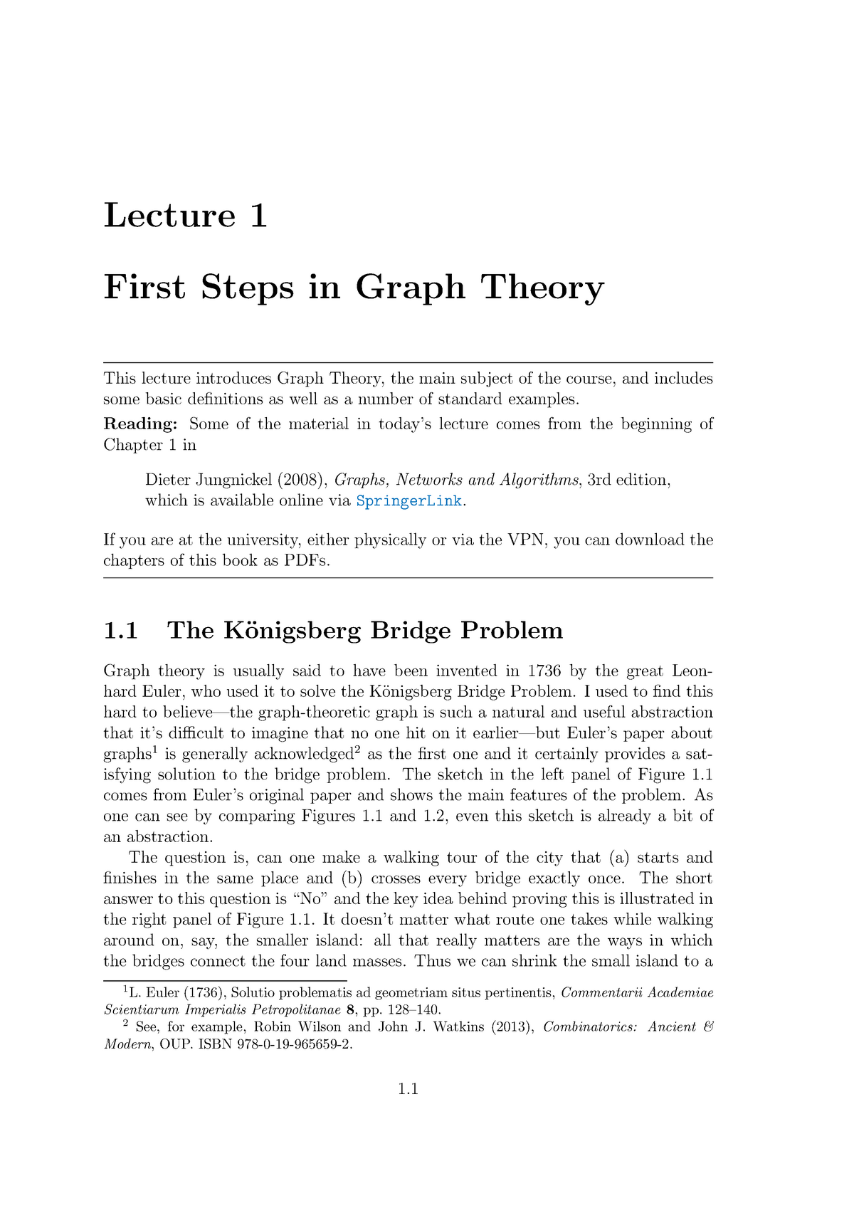 Introduction To Graphs Lecture Notes - Lecture 1 First Steps In Graph ...