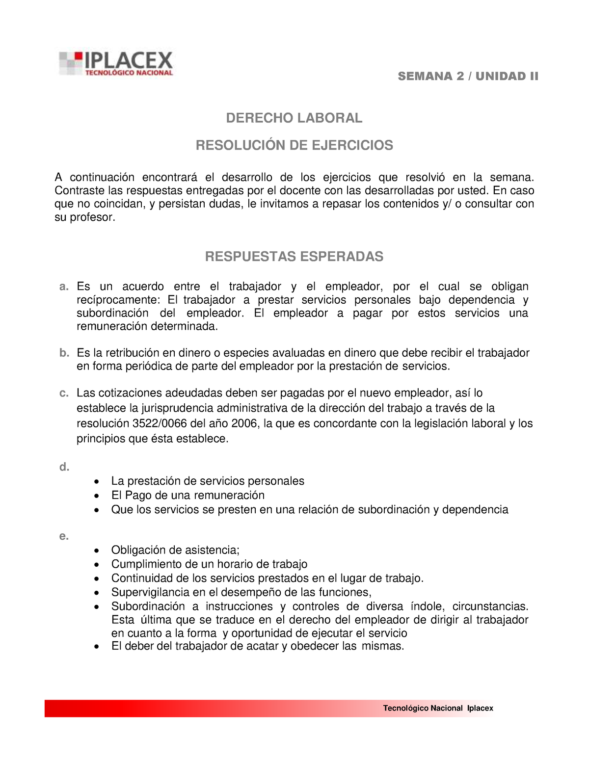 R 2 Practica Semana 2 Unidad Ii Tecnológico Nacional Iplacex Derecho Laboral ResoluciÓn 9486