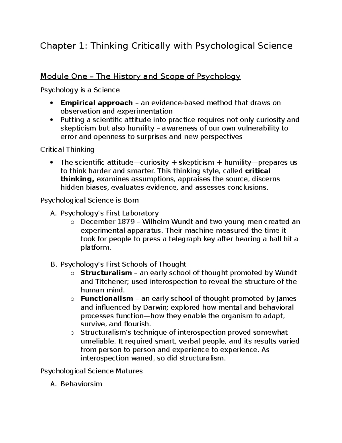 chapter 1 psychology critical thinking and science