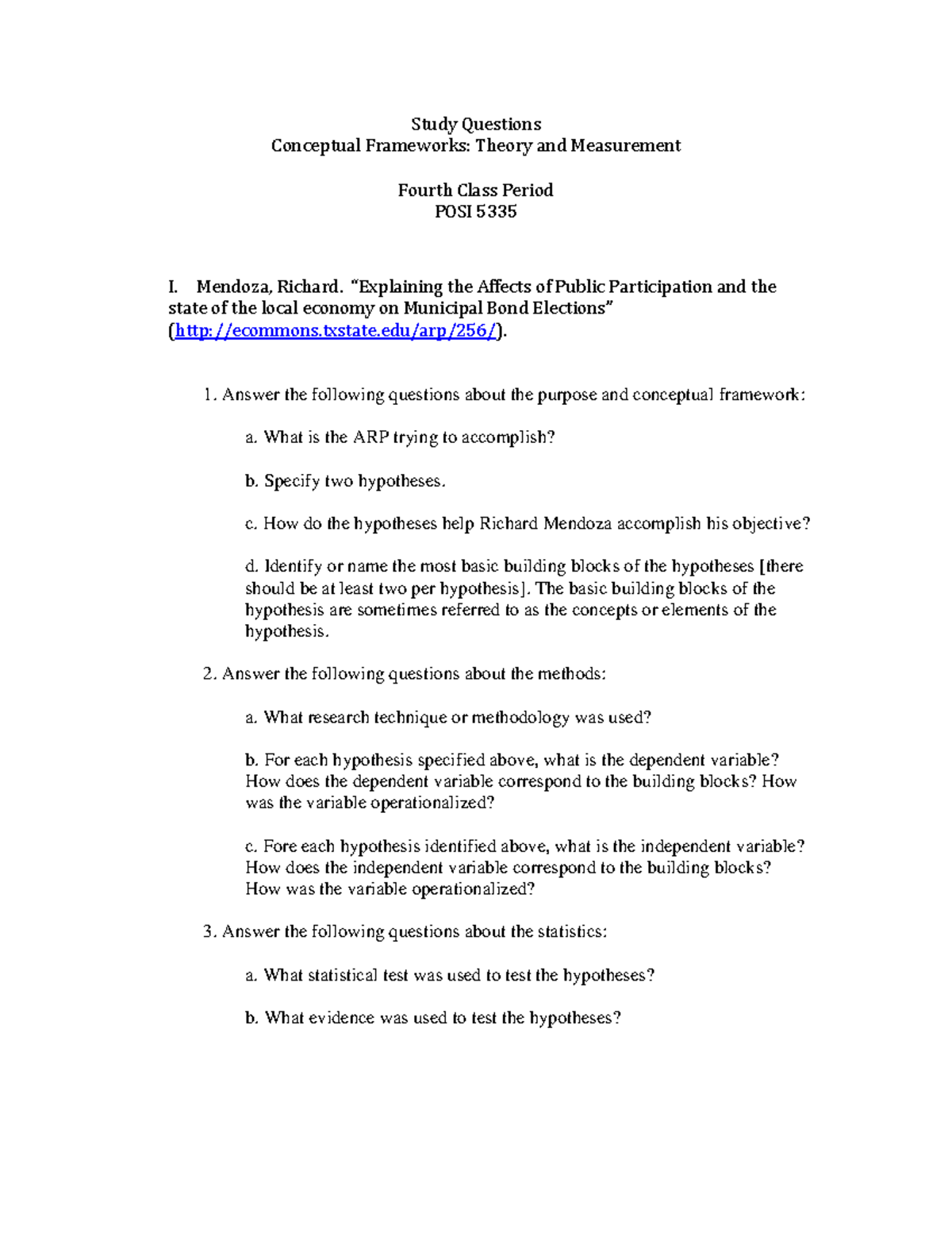 Study questions week 4 nil Study Questions Conceptual Frameworks Theory and Measurement