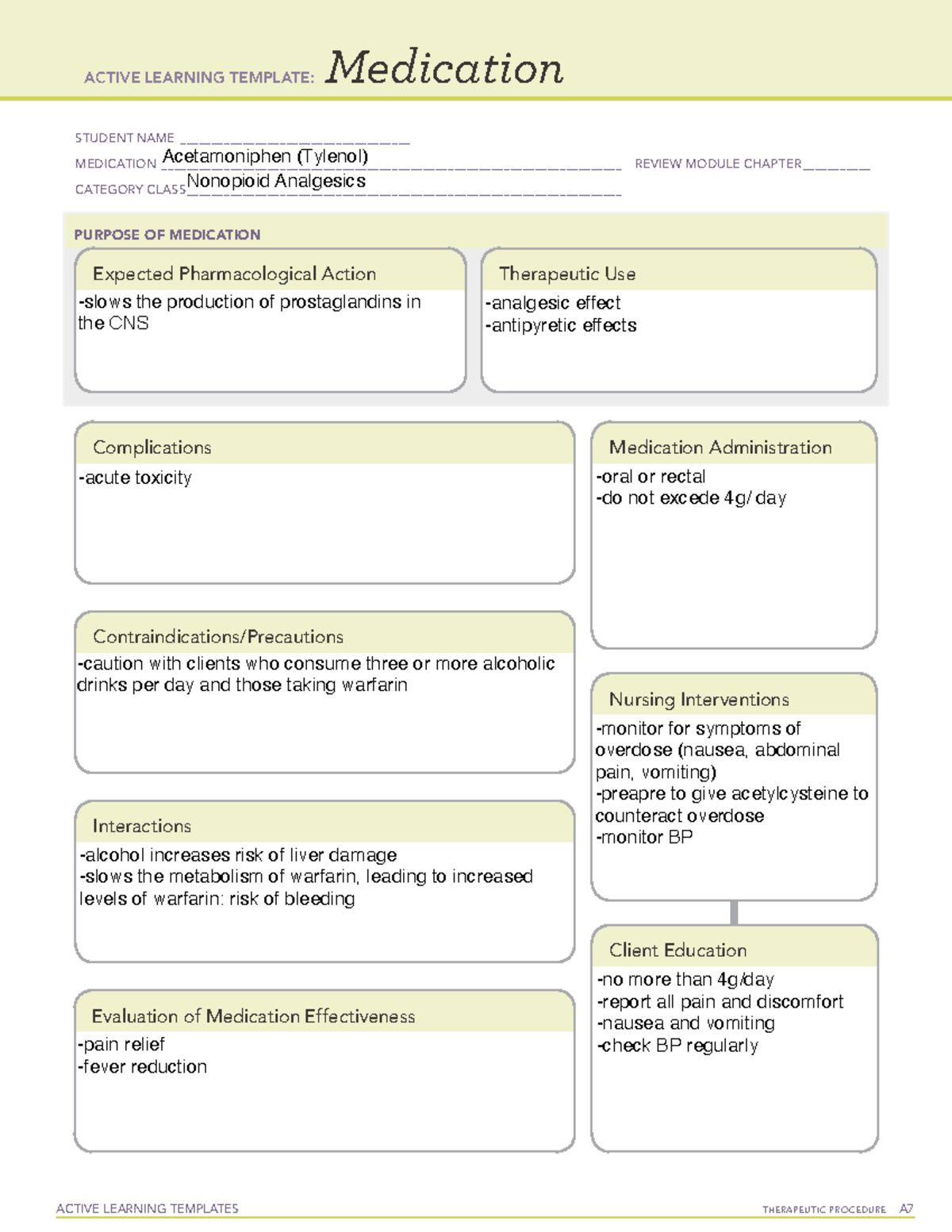 3 acetamoniphen (tylenol) - ACTIVE LEARNING TEMPLATES THERAPEUTIC ...