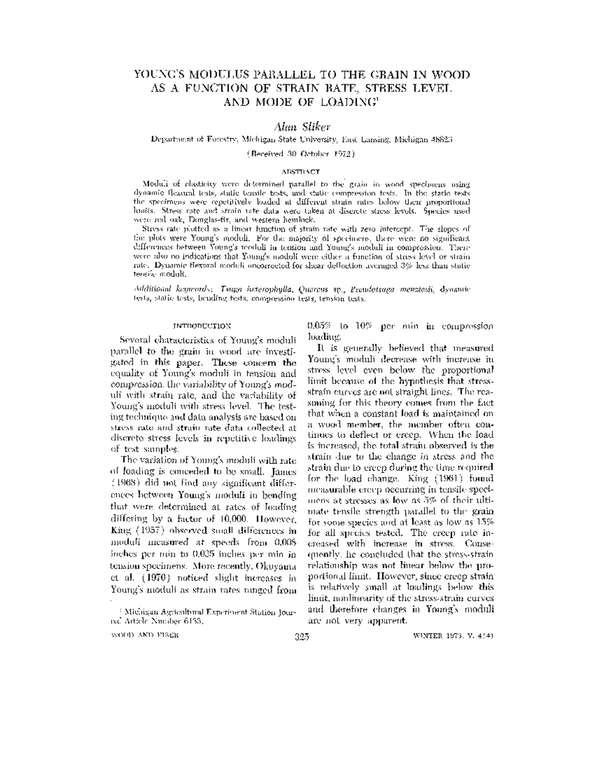 Young's Modulus of Elasticity for wood parallel to grain - YOUNG'S ...