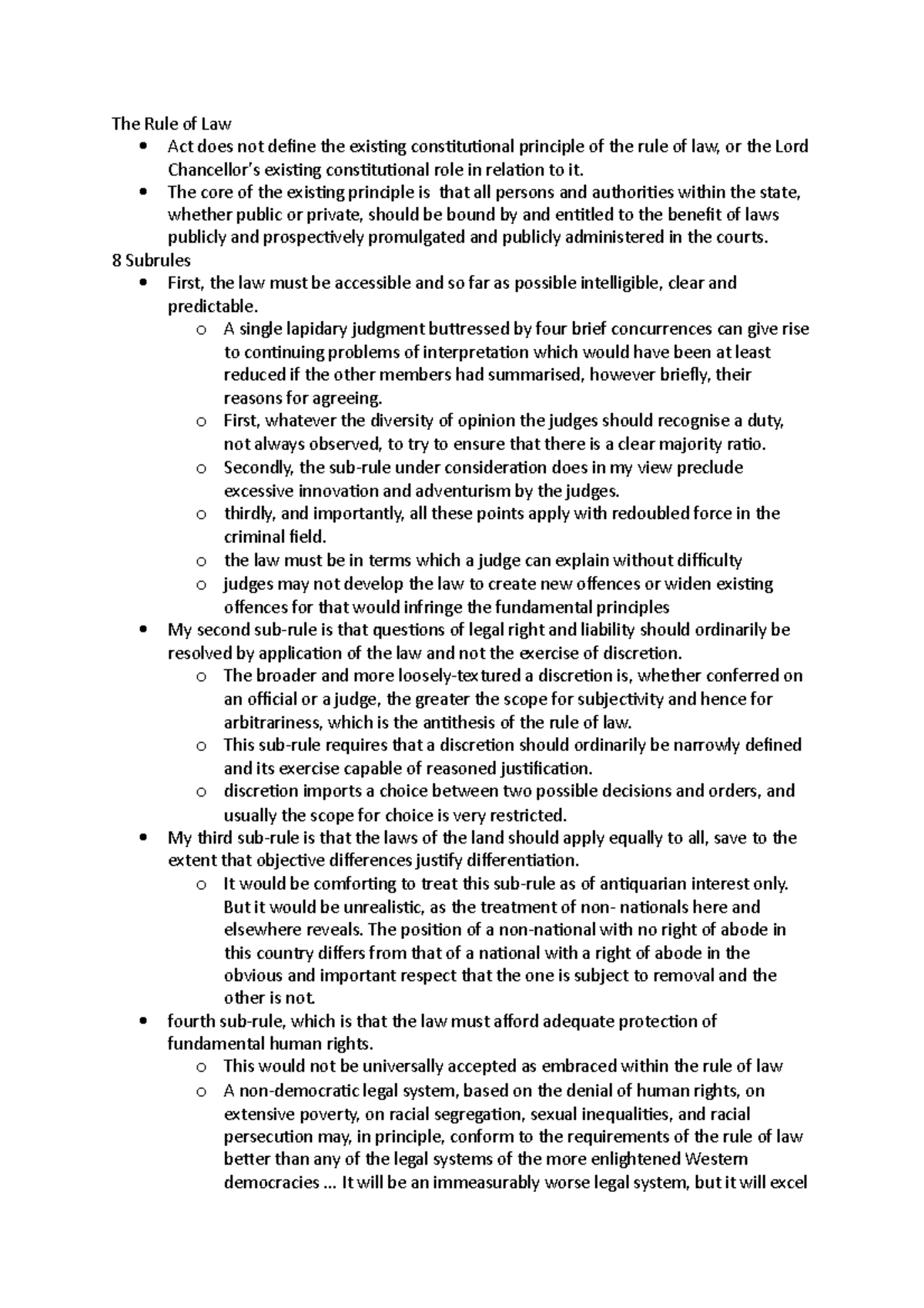 Tutorial 1 - Question 7 - The Rule of Law - Lord Bingham - The Rule of ...