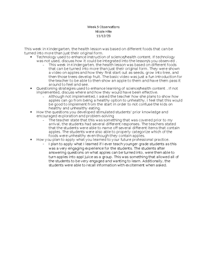 Esl440observations - observations notes - Nicole Hite ESL 440 Wk3 ...