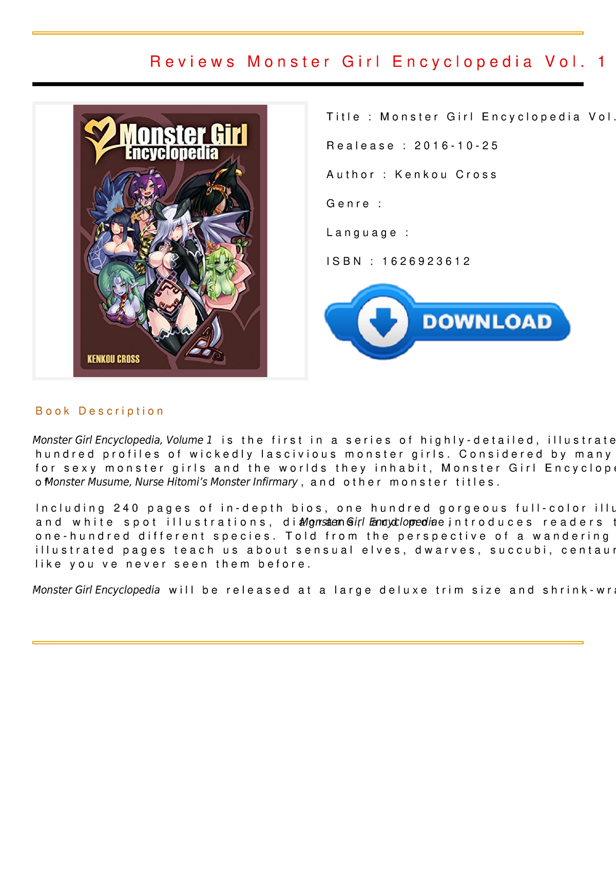 Monster girl encyclopedia ebook