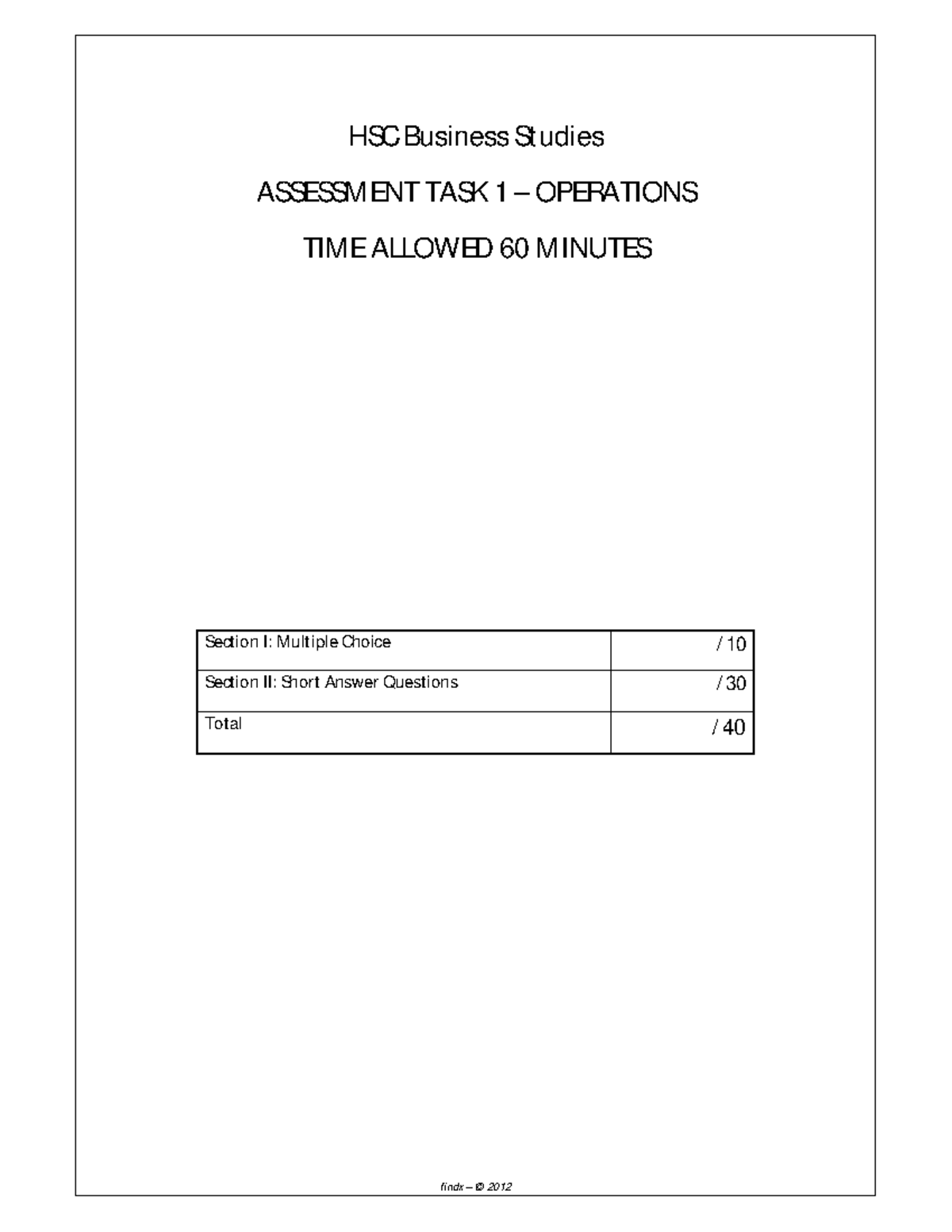 Operations - findx - Im not too sure - HSC Business Studies ASSESSMENT ...