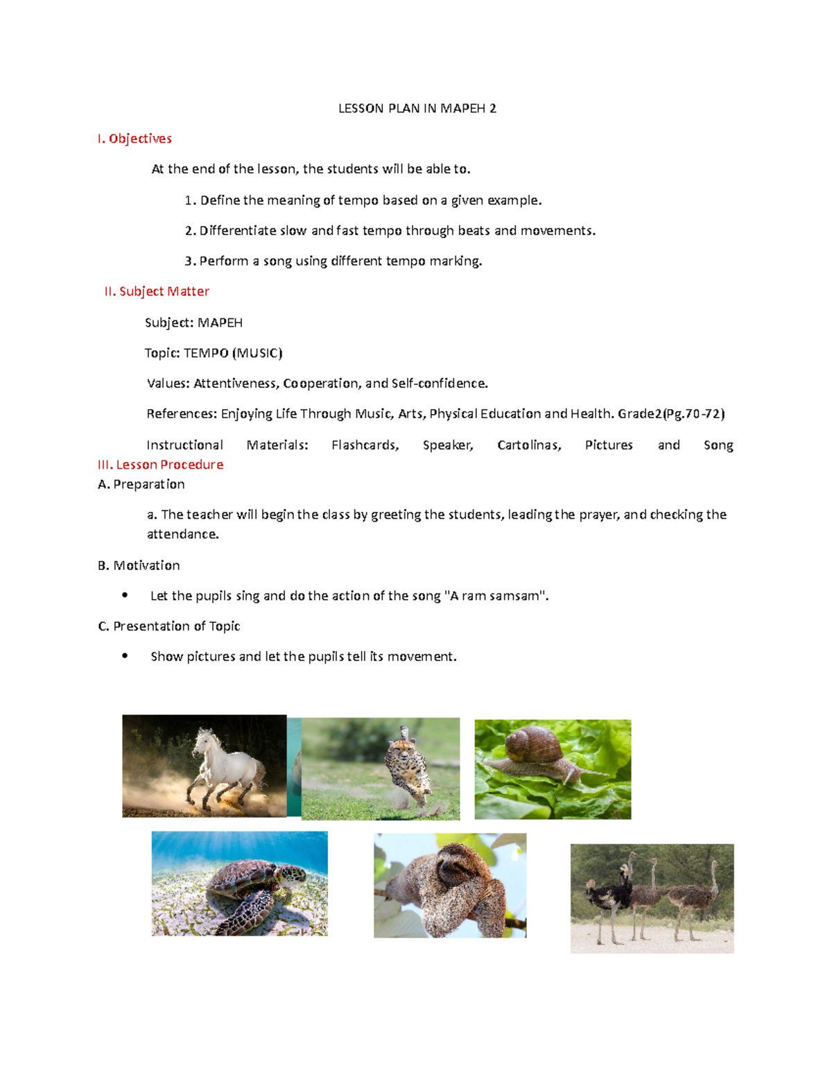 Lesson-plan-1 - Give you a reviewer - LESSON PLAN IN MAPEH 2 I ...