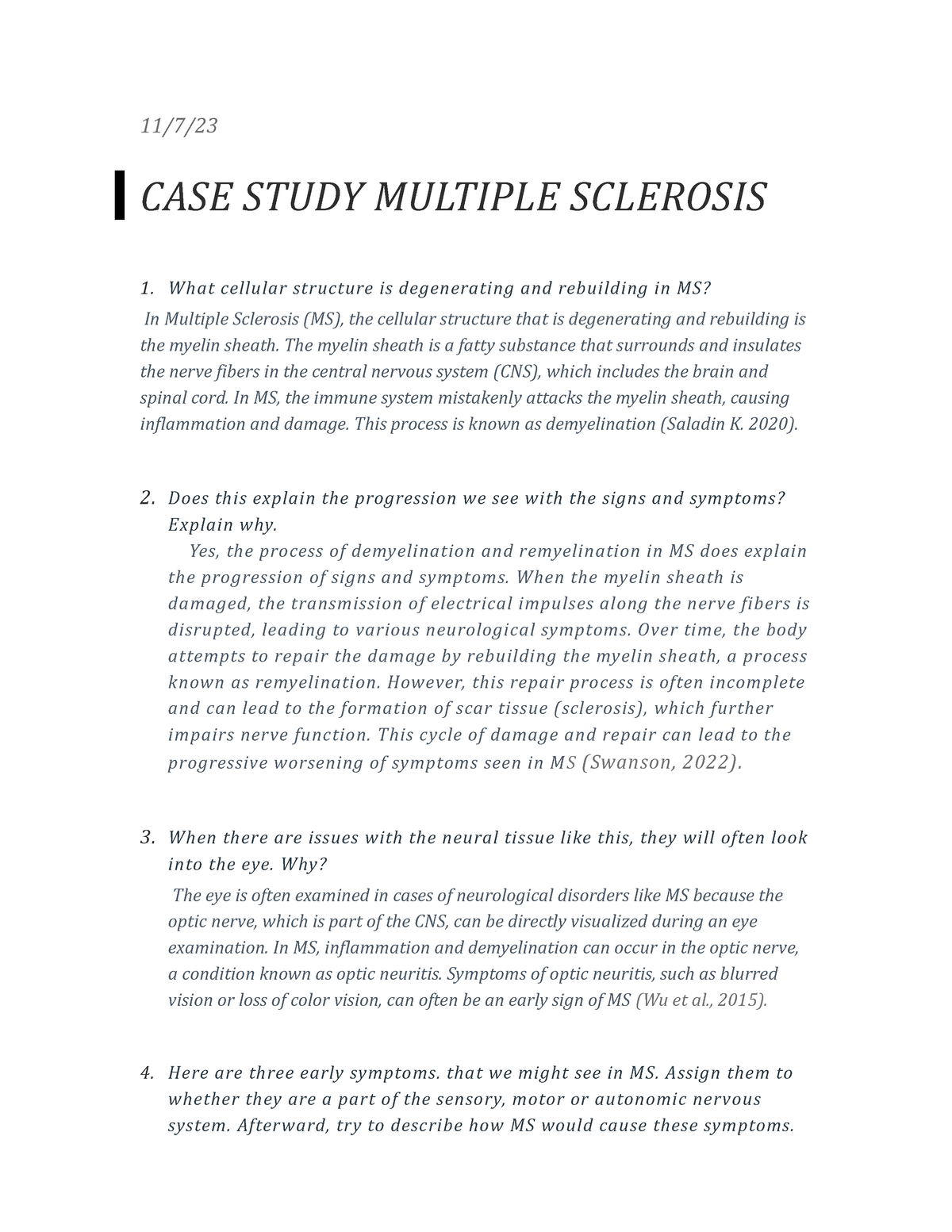 case study patient with multiple sclerosis
