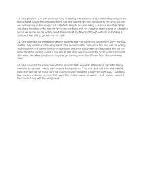 Managing task 1 copy - Task 1 - A. My future class I want to teach is ...