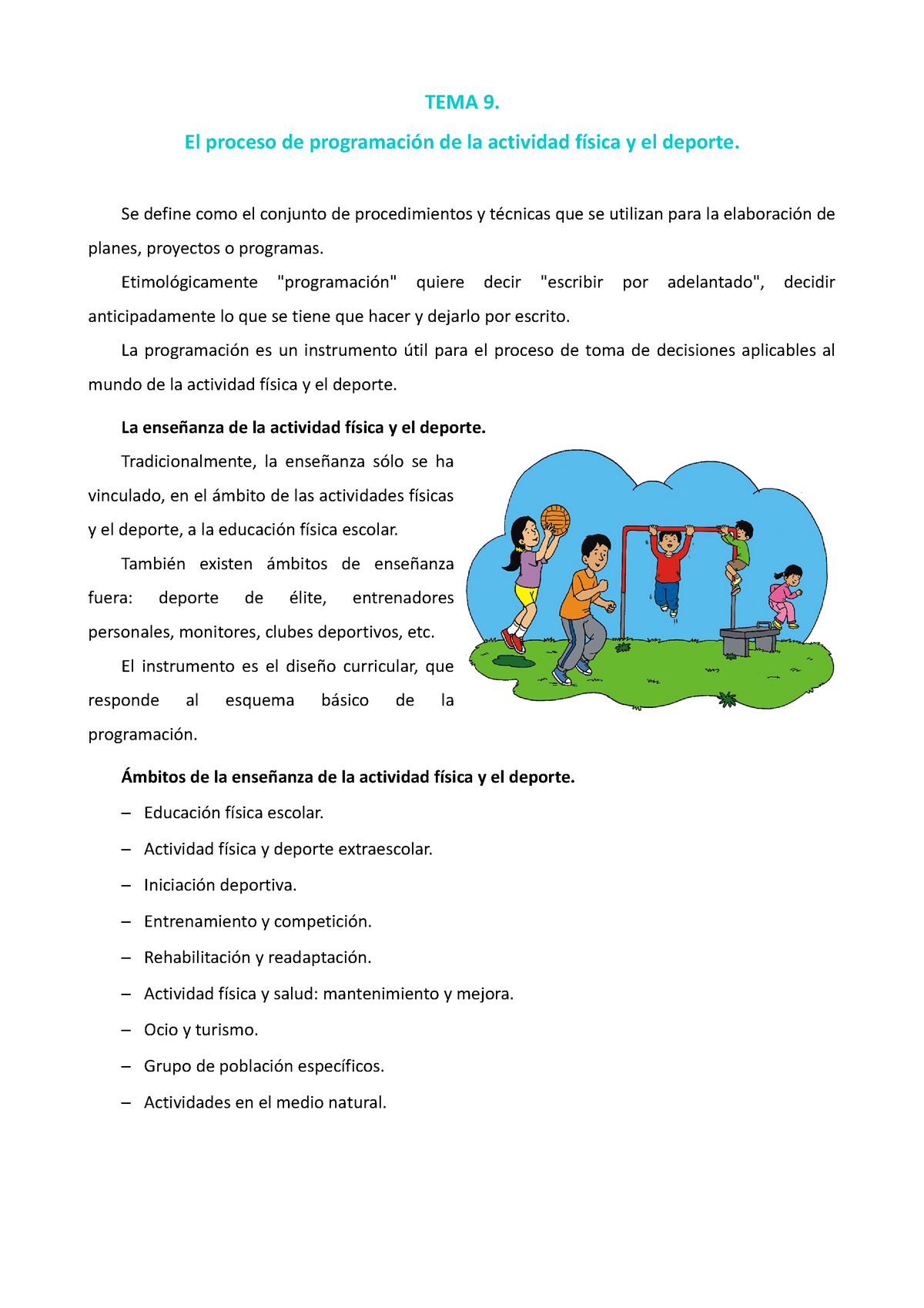 Tema 9. El proceso de programación de la actividad física - Warning: TT:  undefined function: 32 TEMA - Studocu