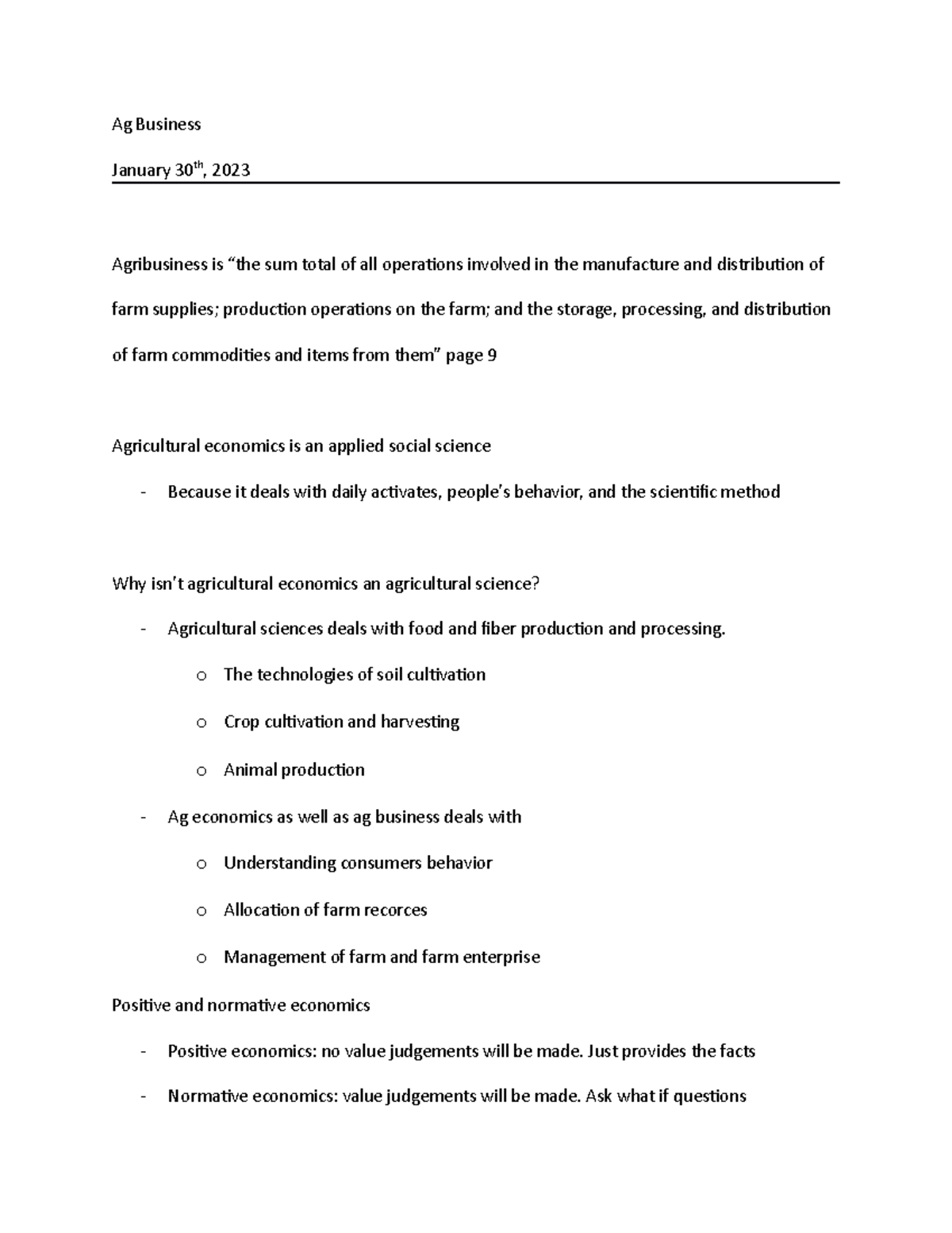 Ag business 13023 week 2 Ag Business January 30th, 2023
