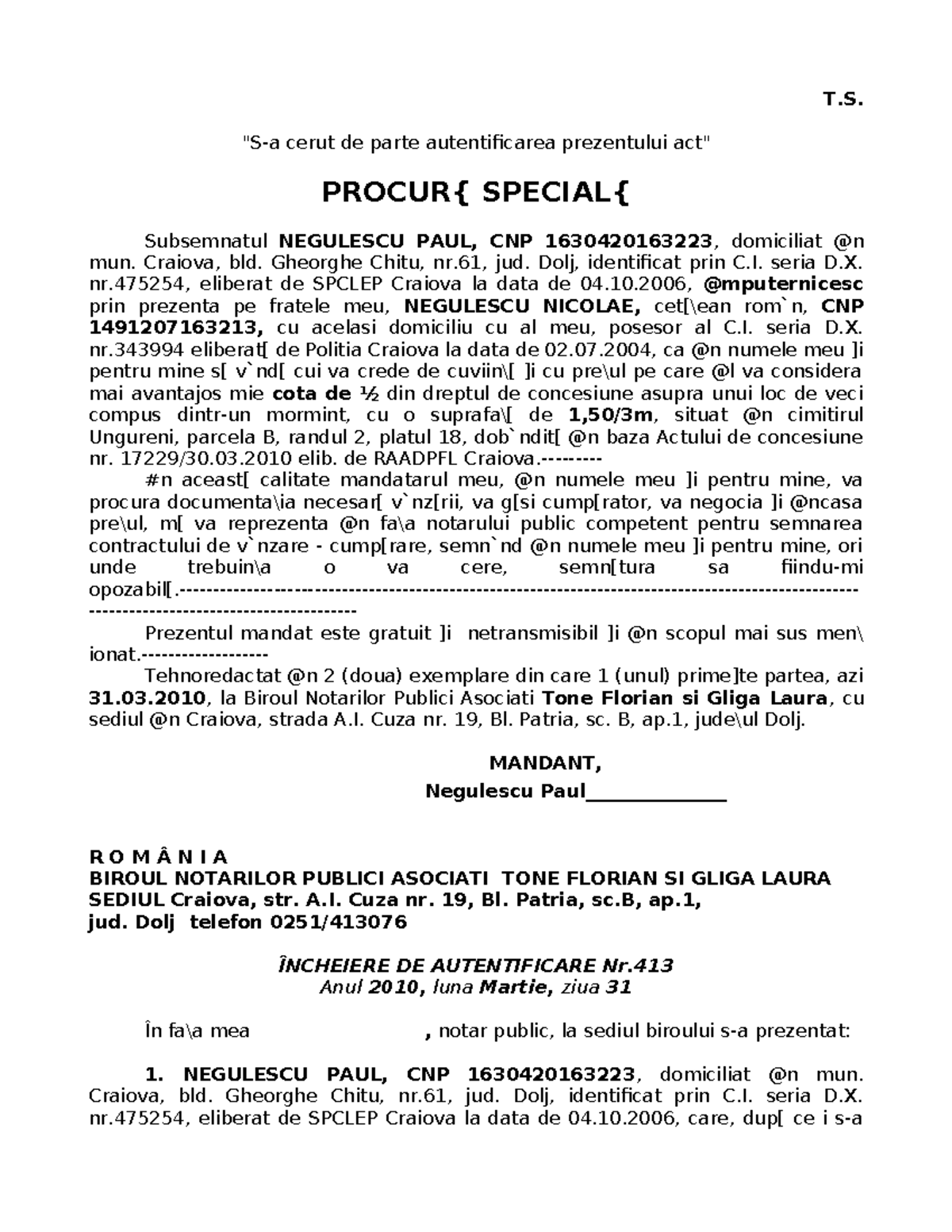 Vanzare loc veci - T. 
