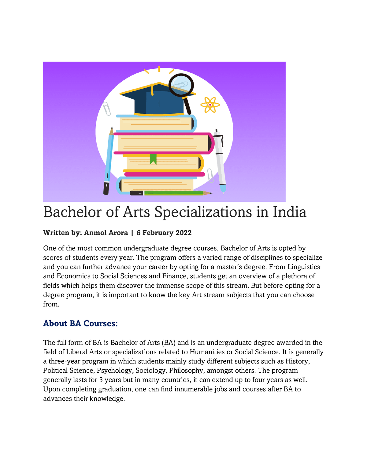 ba in creative writing in india