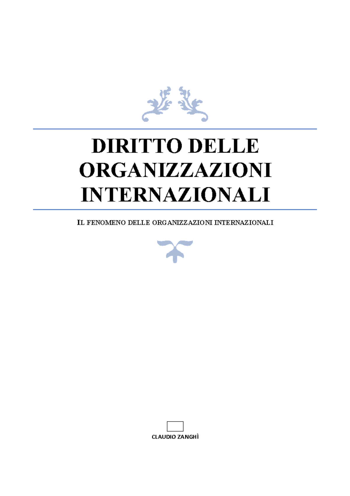 Diritto delle Org. Internazionali DIRITTO DELLE ORGANIZZAZIONI INTERNAZIONALI IL FENOMENO Diritto delle Org. Internazionali DIRITTO DELLE ORGANIZZAZIONI INTERNAZIONALI IL FENOMENO