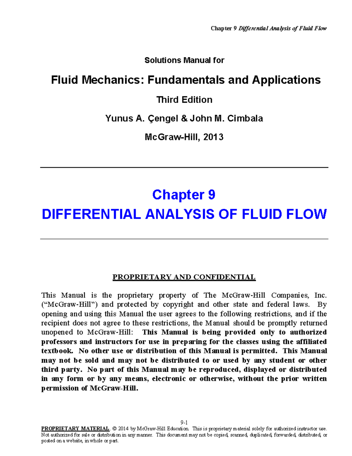 Differential analysis chapter 9 - 9- PROPRIETARY MATERIAL. © 2014 by ...