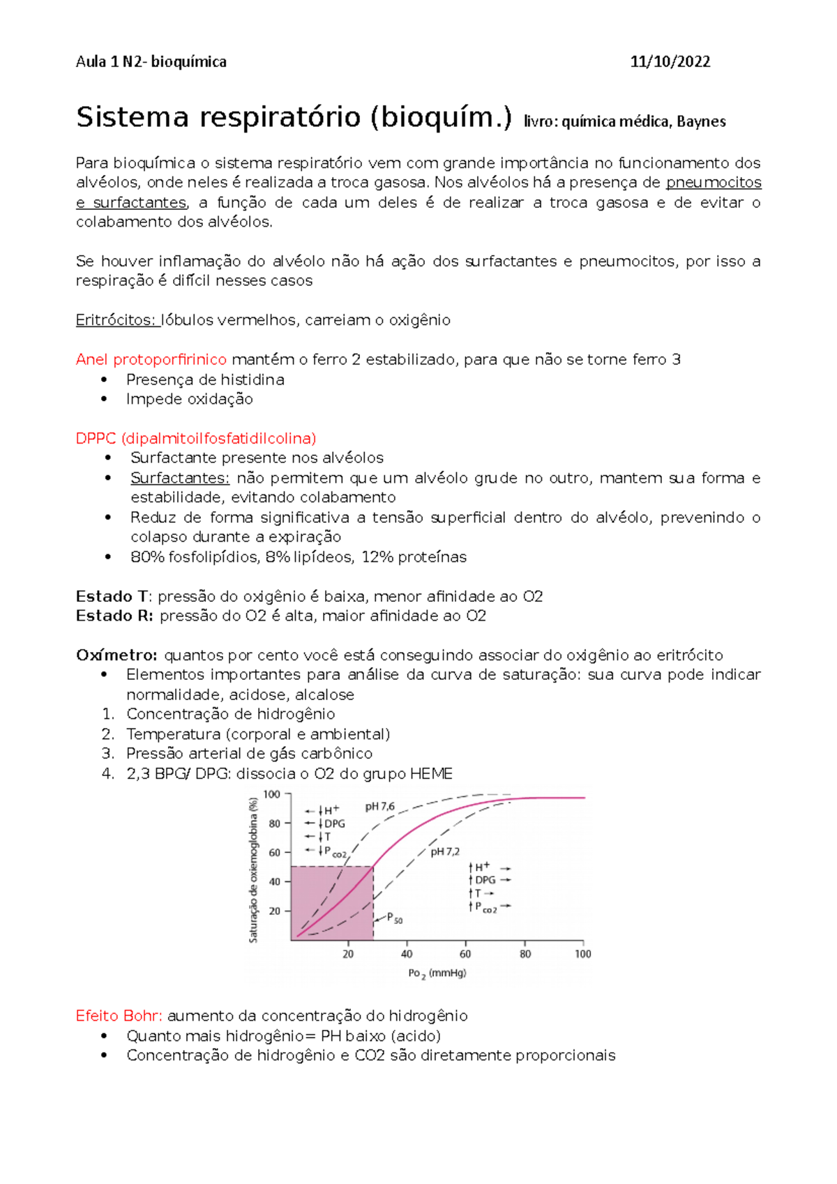 Sistema Respiratório Aula 1 - Sistema Respiratório (bioquím.) Livro ...