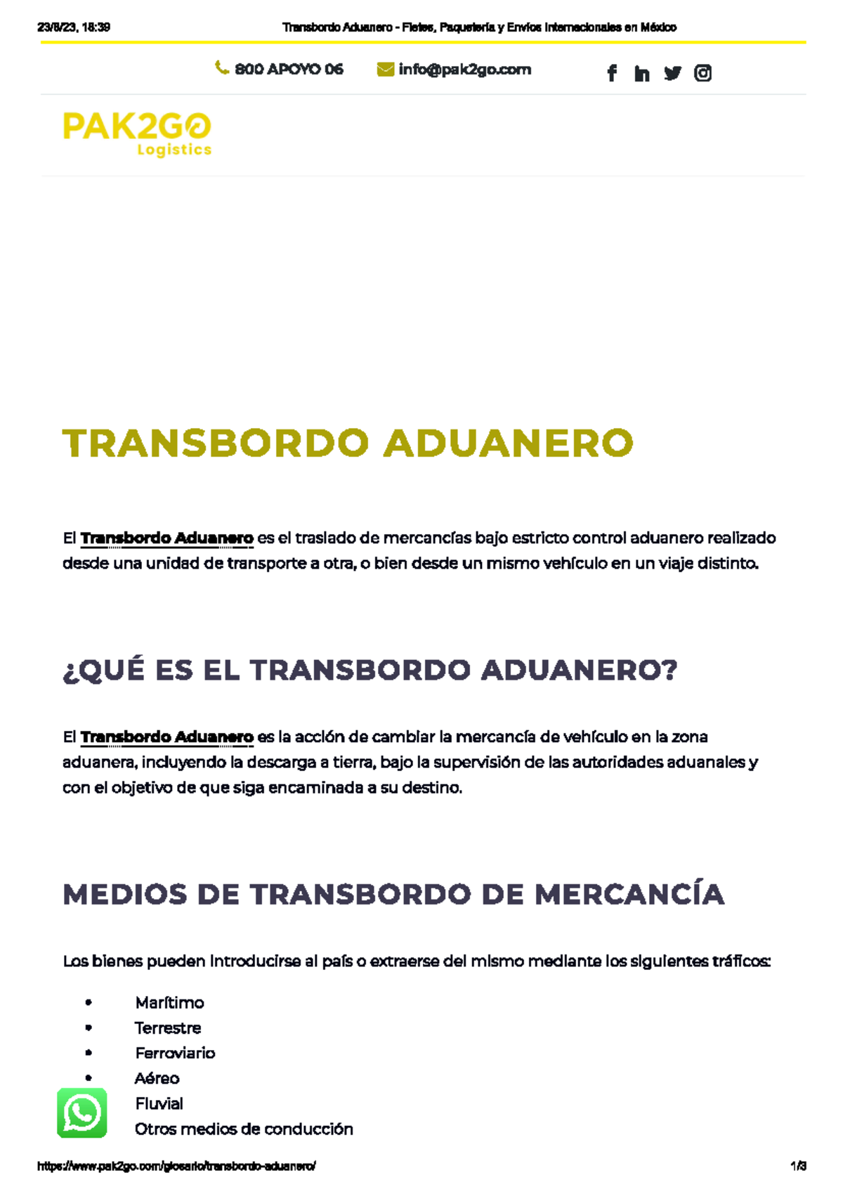 Transbordo Aduanero - Pdf - Gestion De Operaciones - Studocu