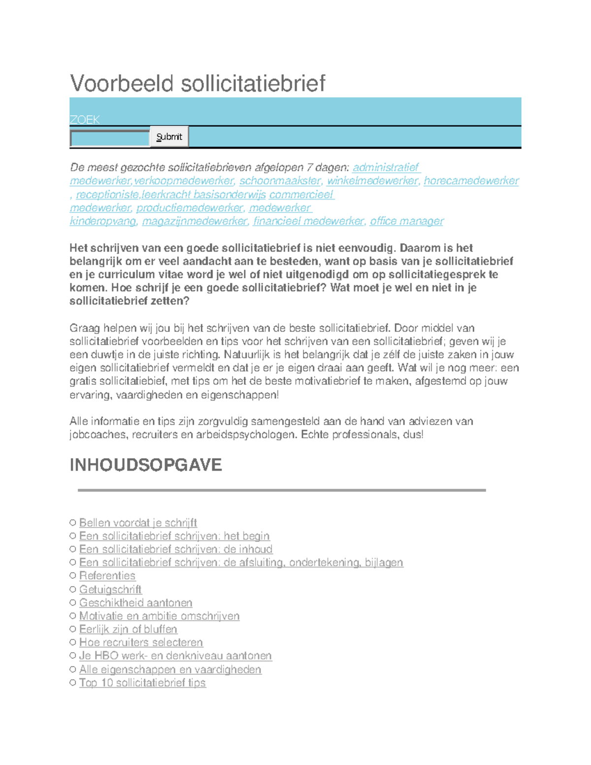 Voorbeeld sollicitatiebrief - solliciteren - StudeerSnel