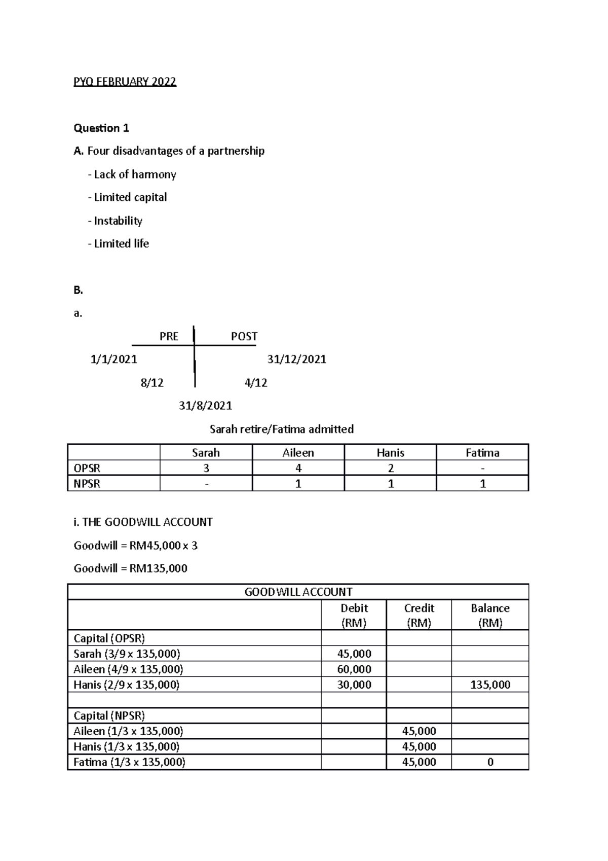 Answer FOR PYQ February 2022 - PYQ FEBRUARY 2022 Question 1 A. Four ...