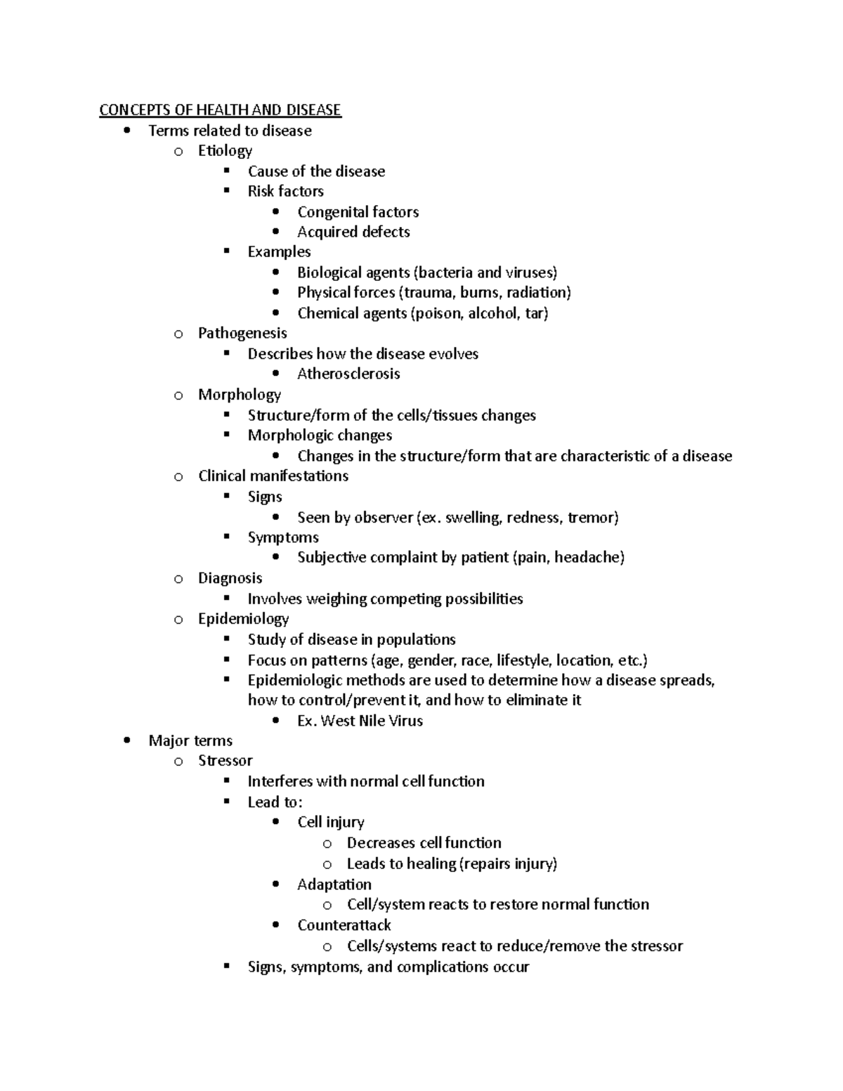 Concepts of health and disease - CONCEPTS OF HEALTH AND DISEASE Terms ...