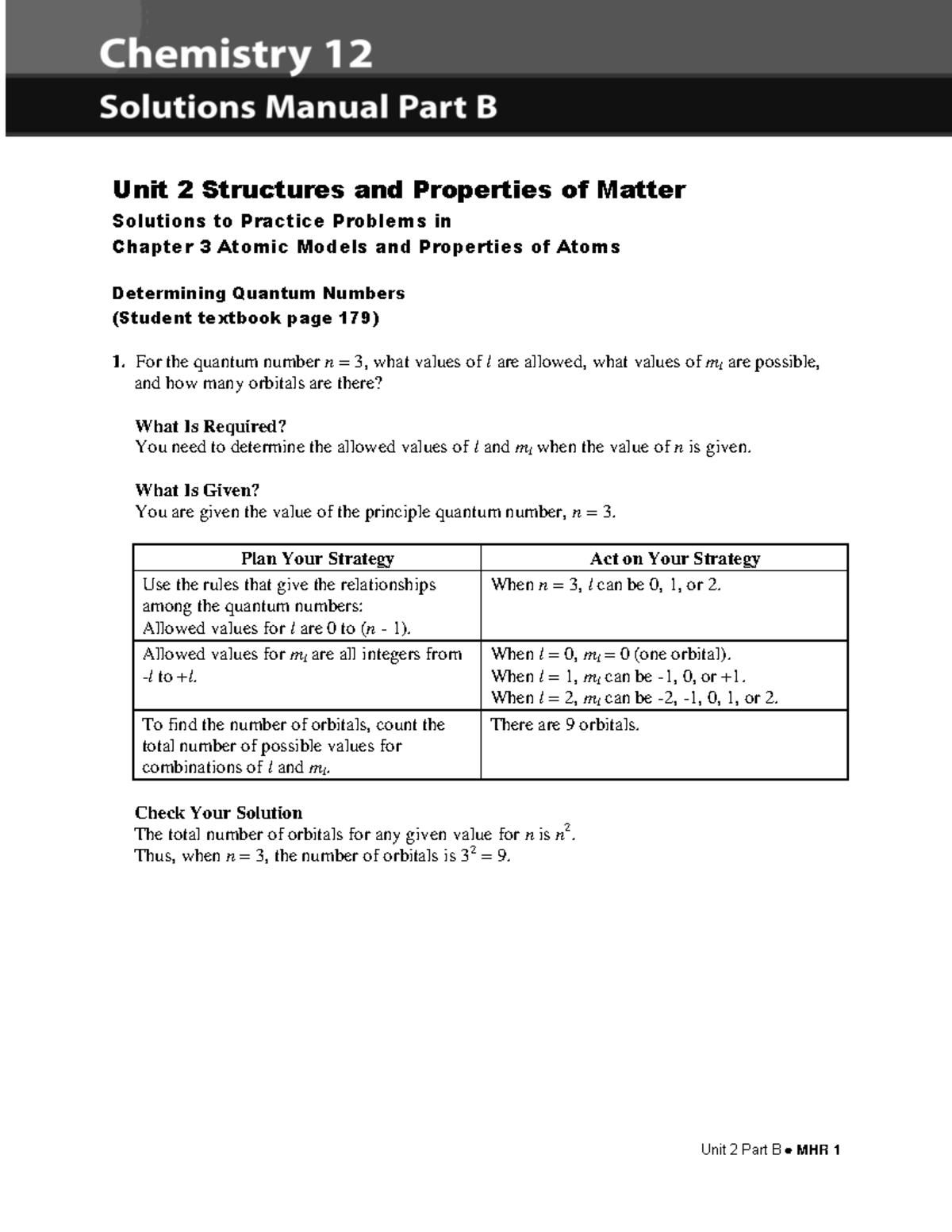 Chemistry 12 Solution Manual Unit 2 Part B - Unit 2 Part B MHR 1 Unit 2 ...