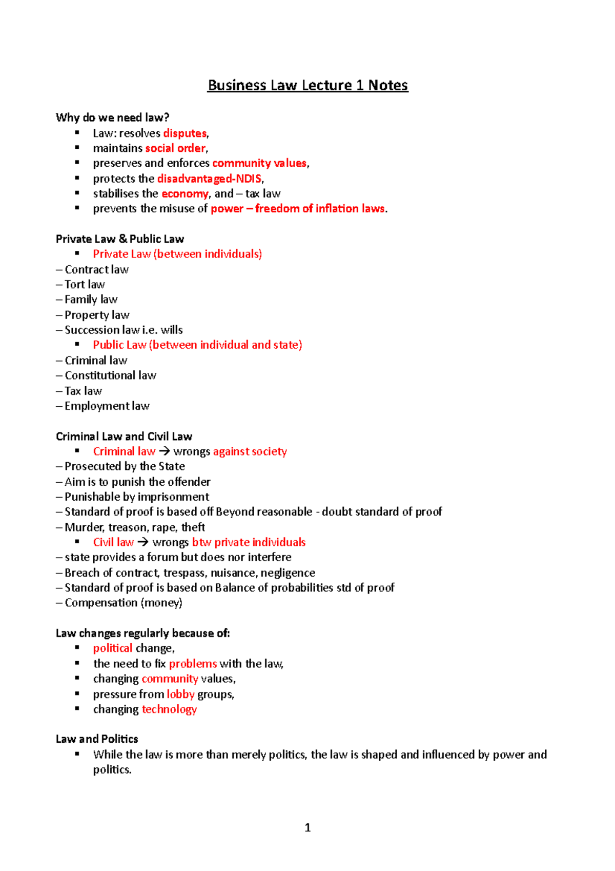 Business Law Lecture 1-4 Notes + Tutorial Answers - Business Law ...