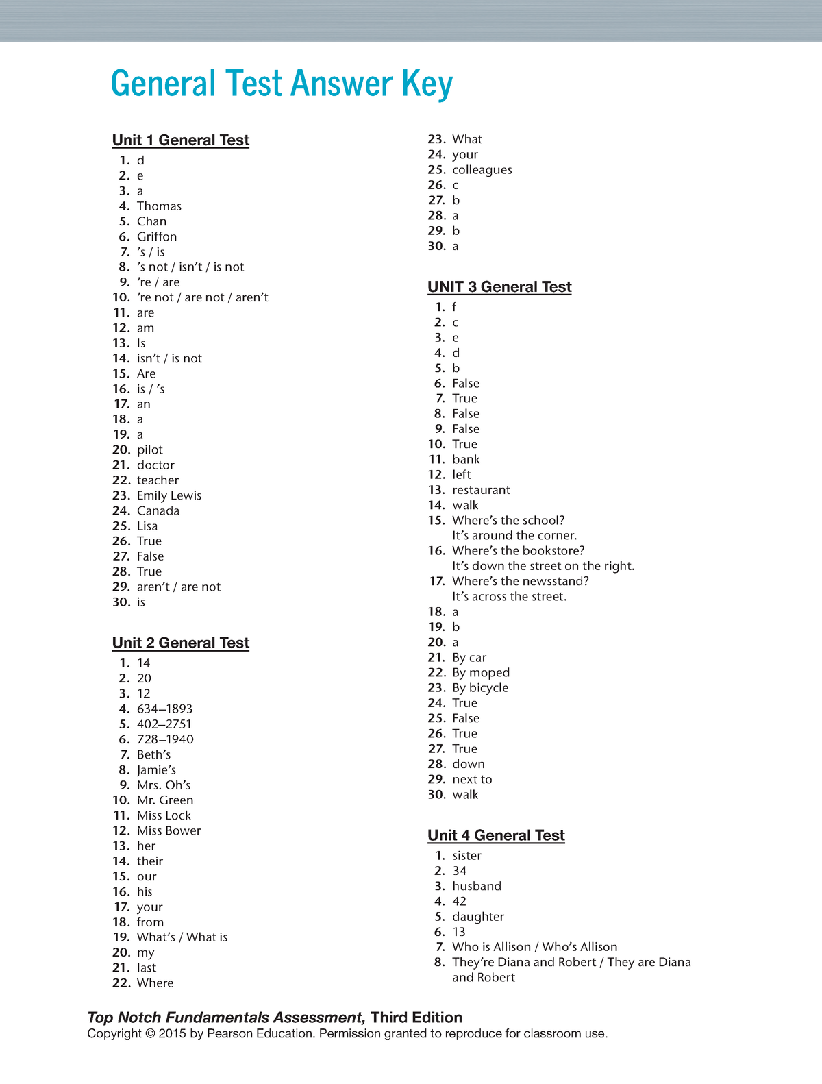 Unit 1 General Test - Descripción De Deberes - Ingles - Uce - Studocu