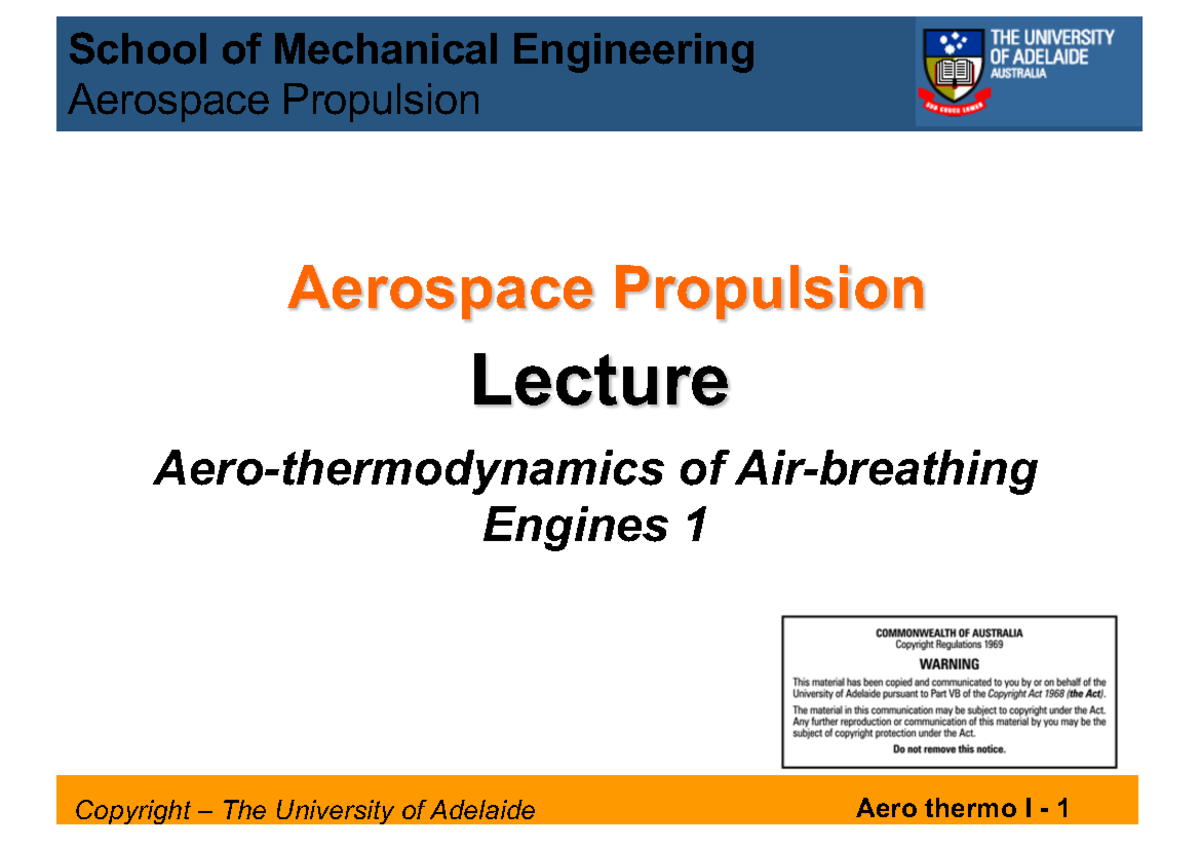 Lect6 Aerothermodynamics 1 - Lecture Aerospace Propulsion Aero ...