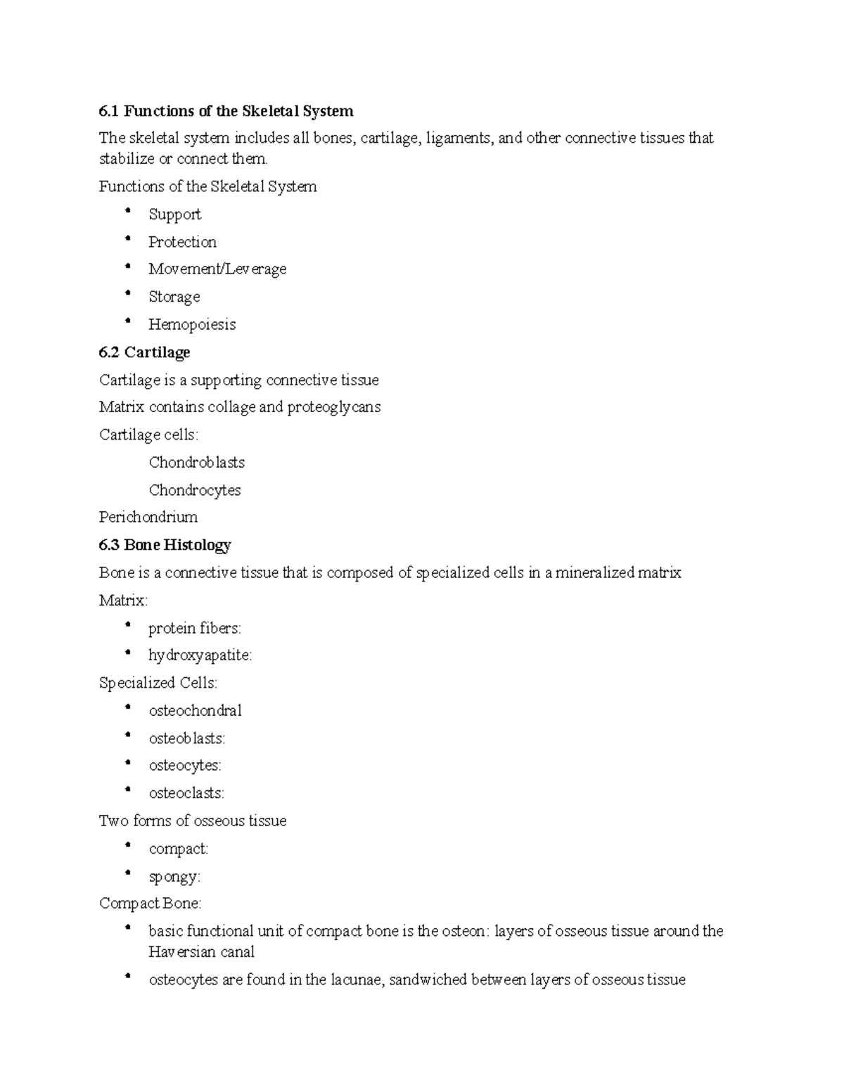 Ch 6 lecture notes 6 functions of the skeletal system the skeletal