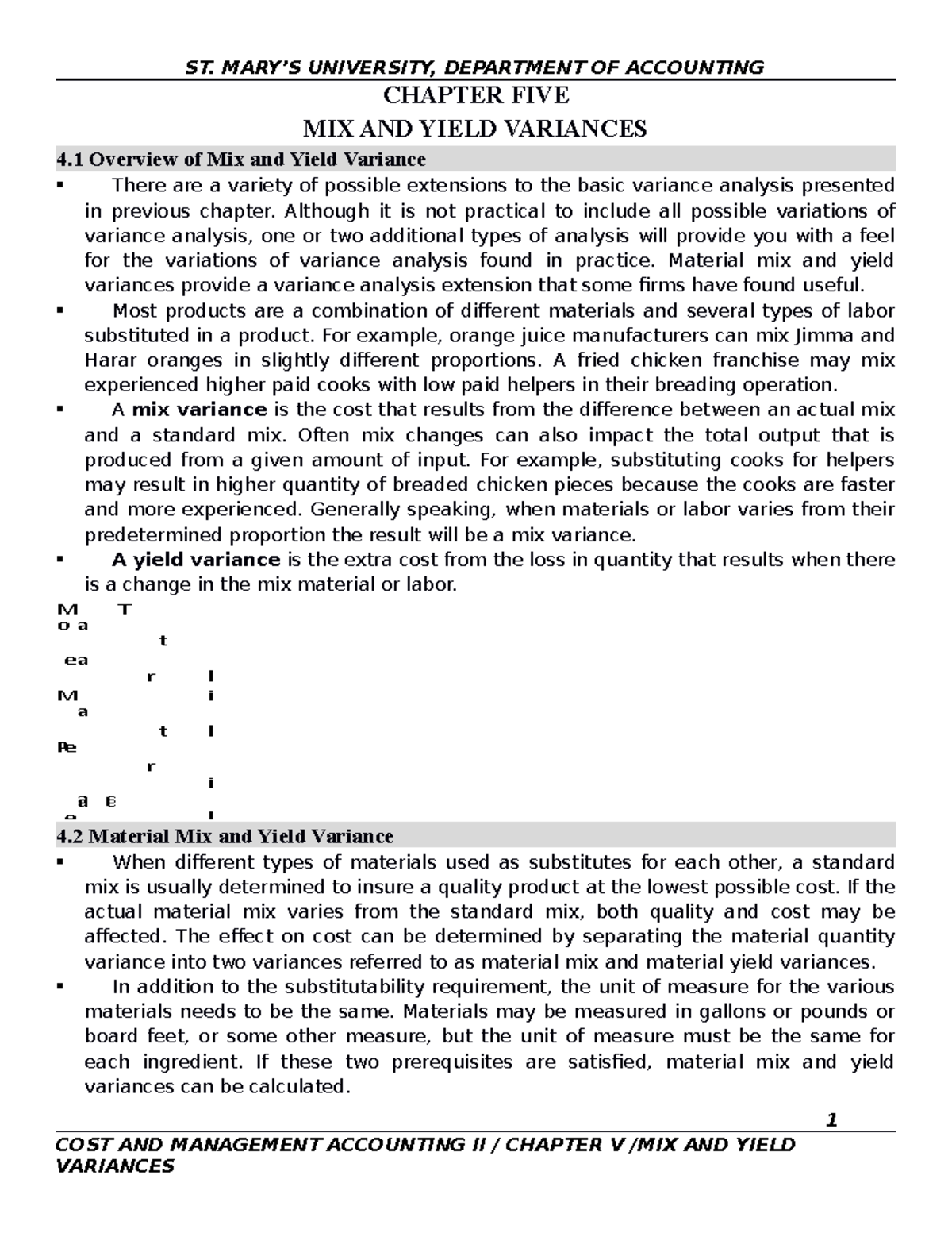 Ch5 Mix And Yield Variance CHAPTER FIVE MIX AND YIELD VARIANCES 4 