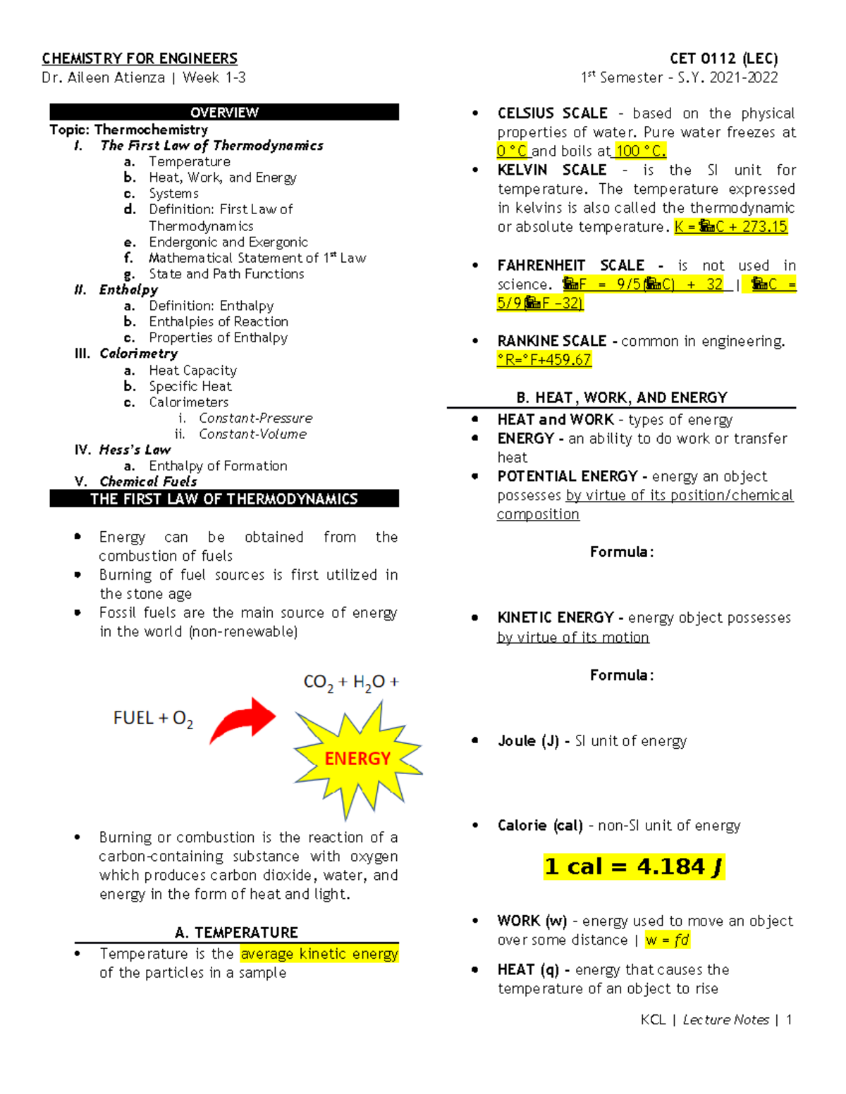 Chem Lecnotes - Thermochemistry: Thermodynamics, Enthalpy, Calorimetry ...