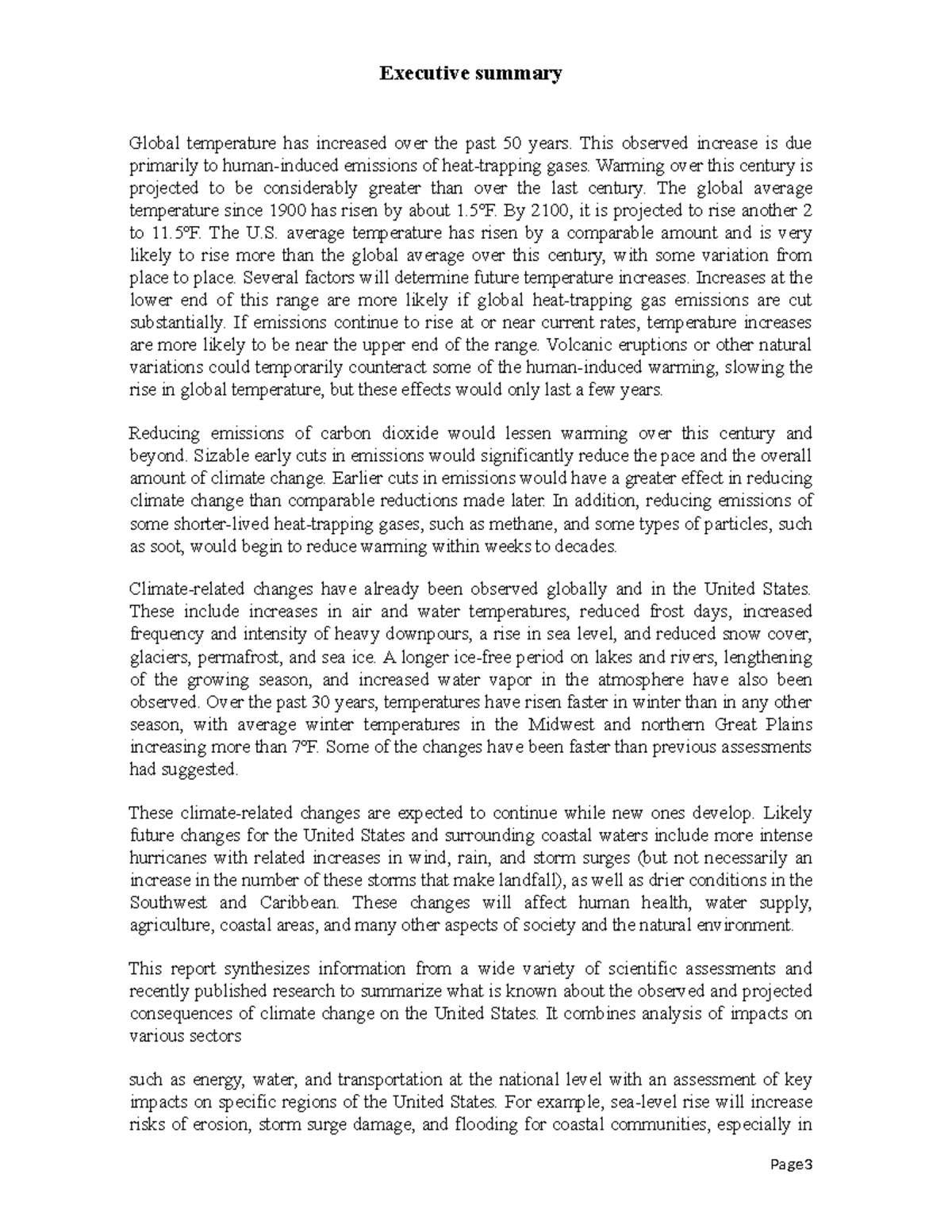 Project complet - Executive summary Global temperature has increased ...