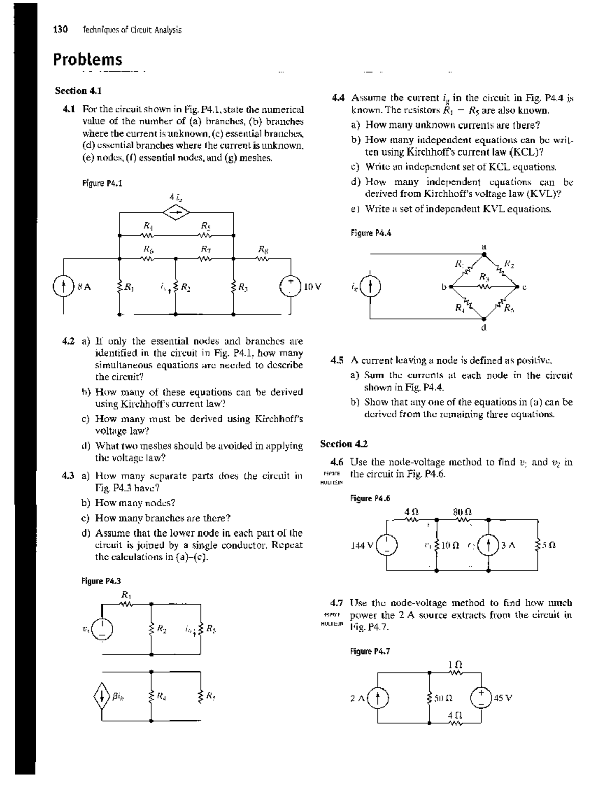 Midterm Problem note 130 Techniques of Circuit Analysis Problems Section 4. 4 For the
