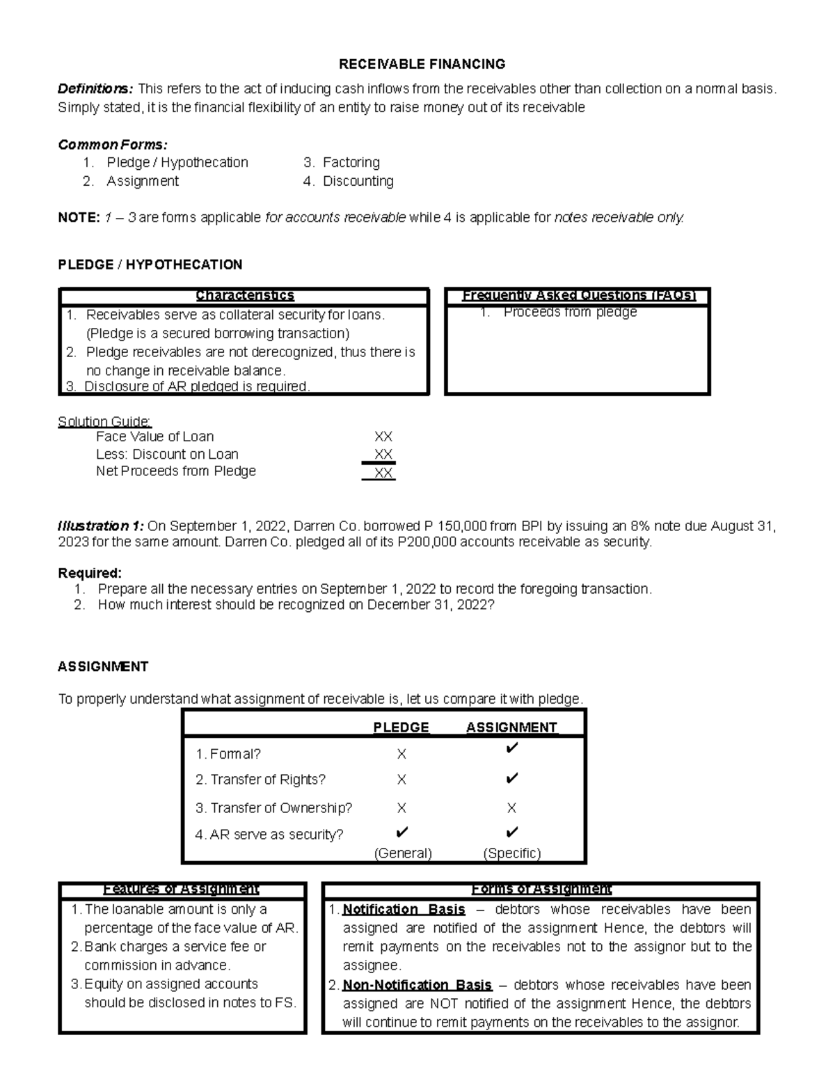 FAR -Receivable-Financing-Notes - RECEIVABLE FINANCING Definitions ...