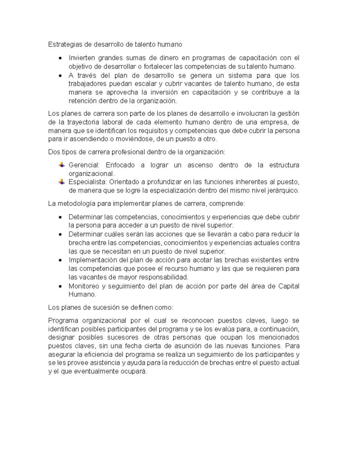 Estrategias de desarrollo de talento humano - A través del plan de