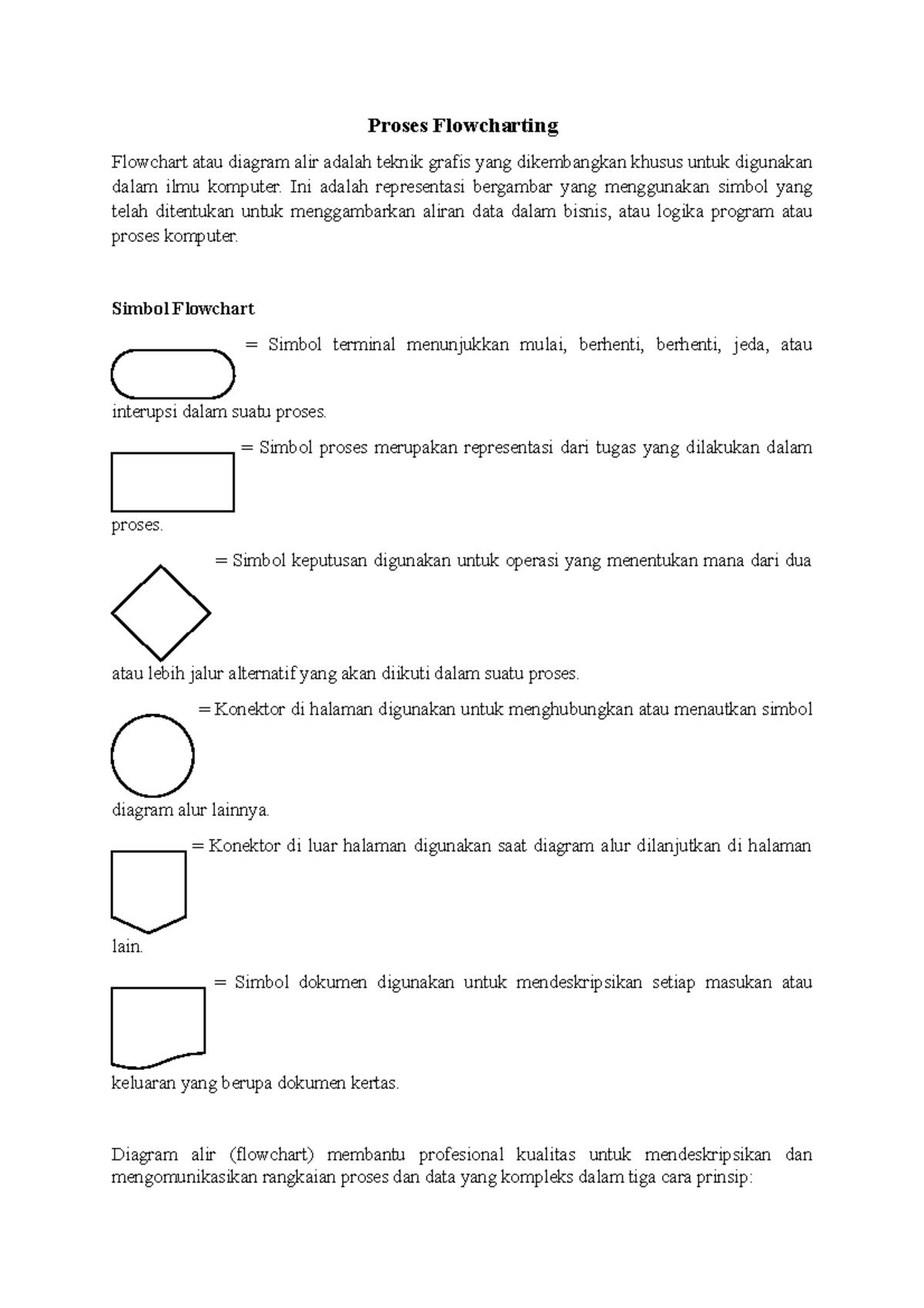 Proses Flowcharting Manajemen Kualitas Proses Flowcharting Flowchart Atau Diagram Alir