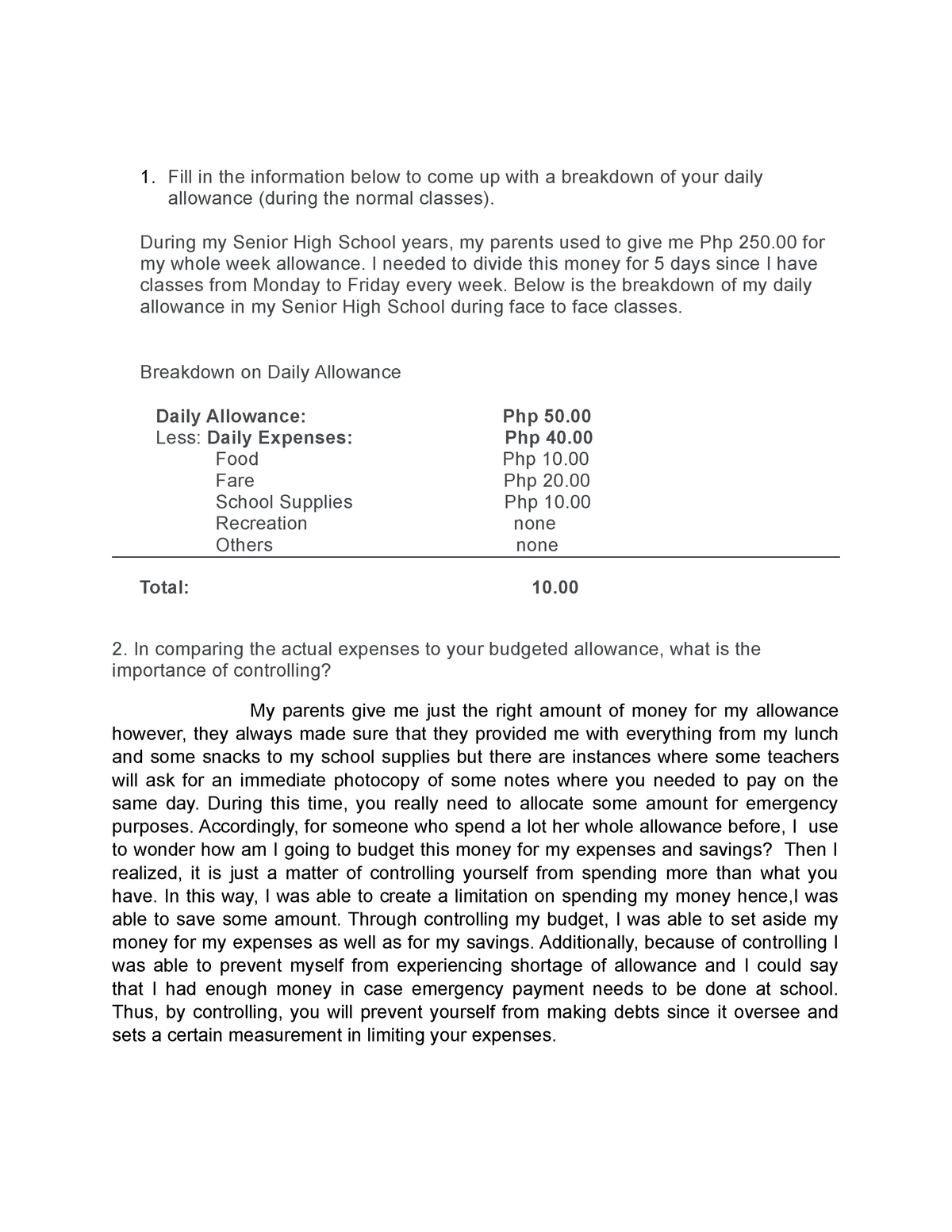 students allowance research paper