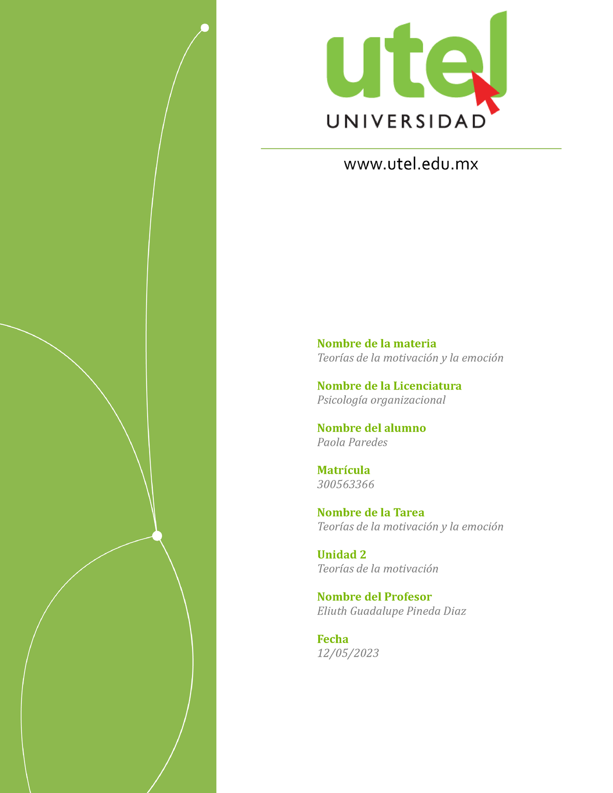 Actividad 2 Teor Ã­as De La Motivaci Ã³n Y La Emoci Ã³n Copy - Nombre ...