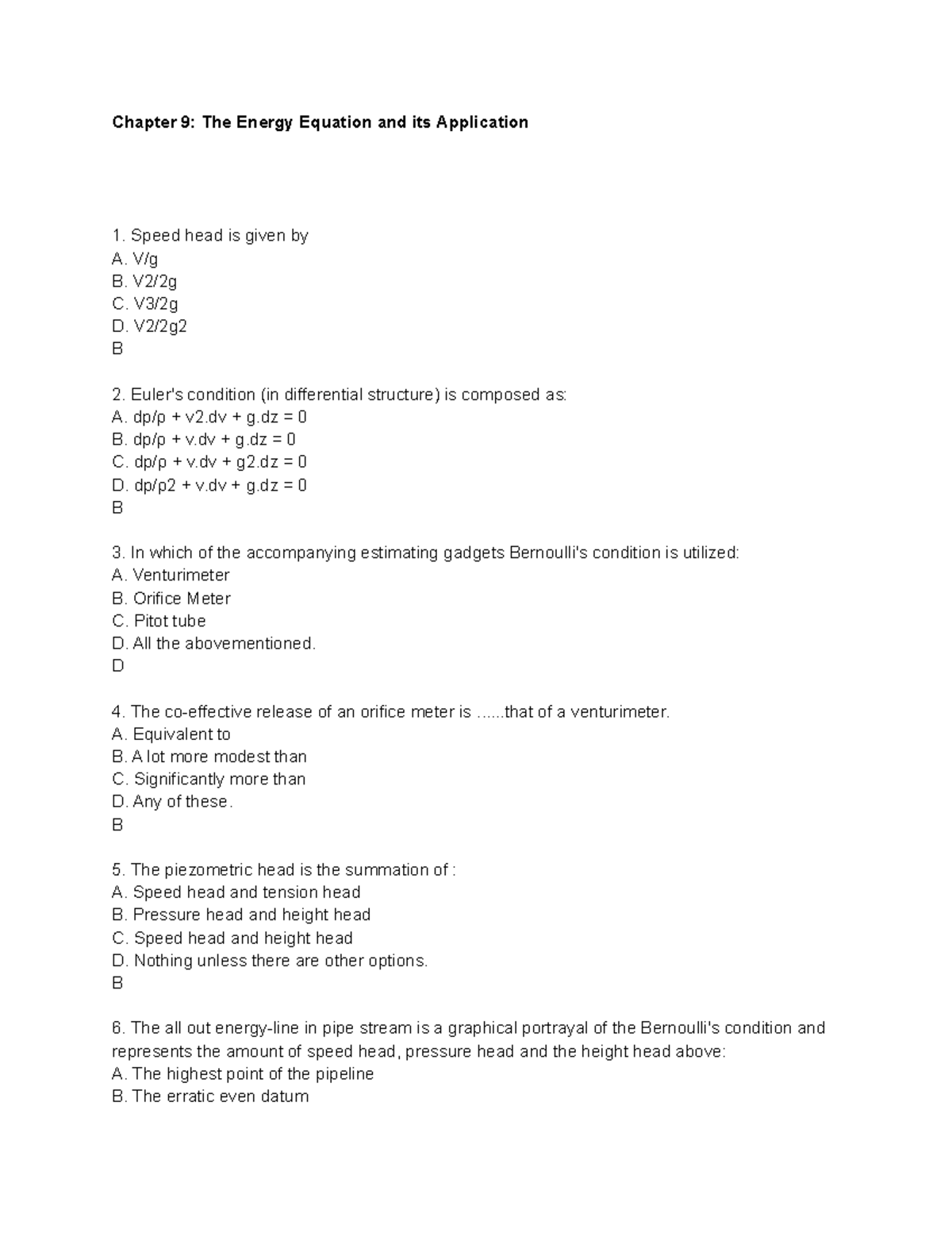 Chapter 9 The Energy Equation And Its Application - Chapter 9: The ...