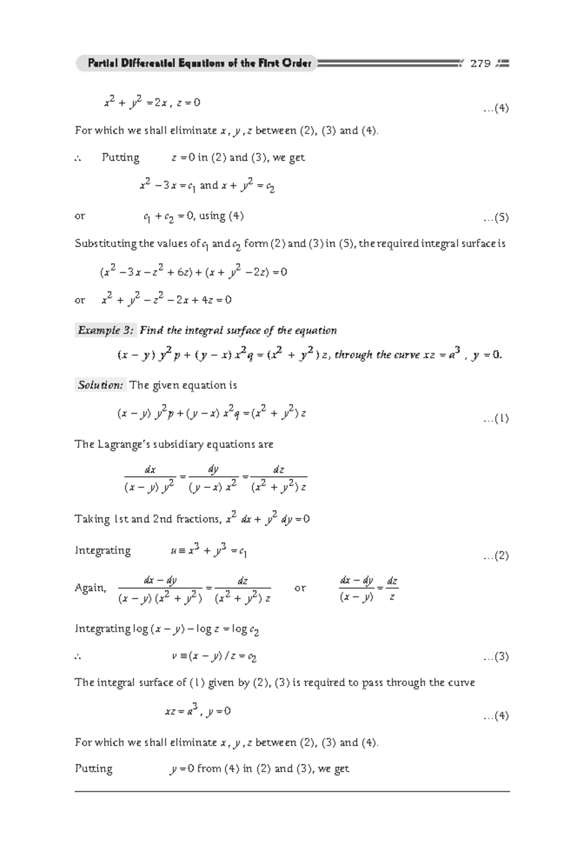 Differential equations-96 - x 2 + y 2 = 2 x , z= 0 ...(4) For which we ...